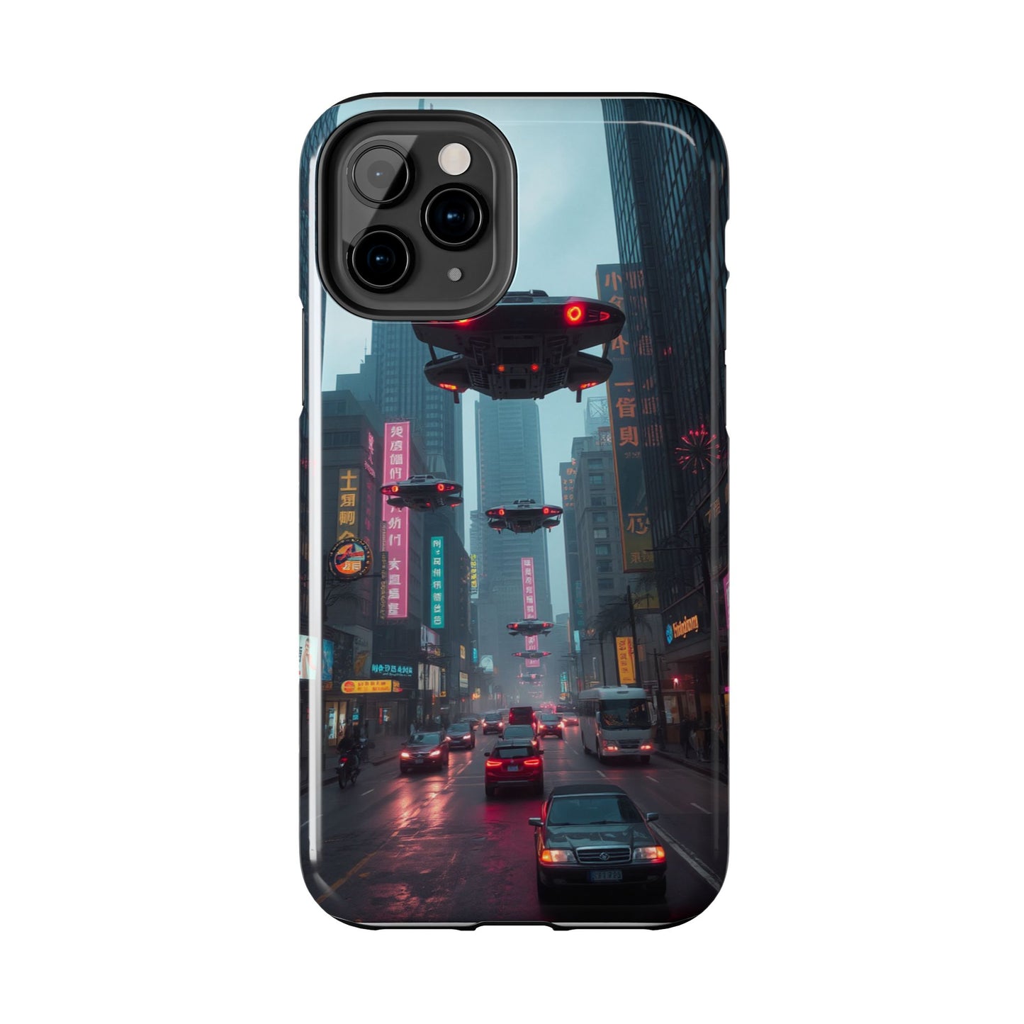 Futuristic City Tough Phone Case - Sci-Fi Design for Urban Explorers
