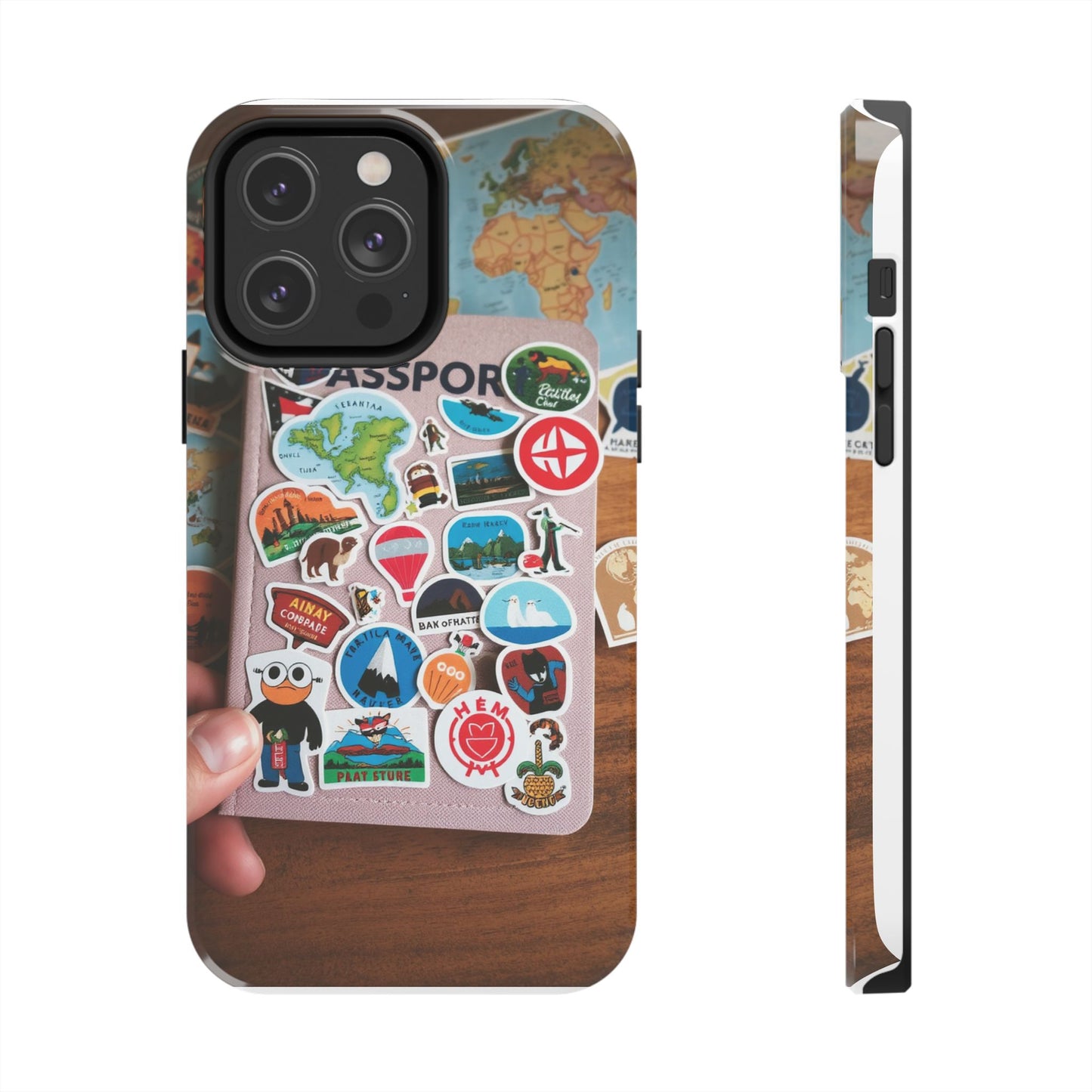 Adventure Stickers Phone Case - Tough Protection for Travel Lovers