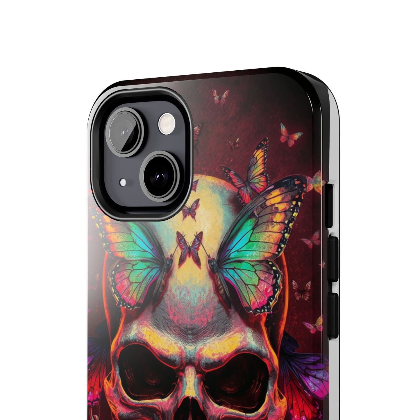 Gothic Skull Phone Case with Butterflies - Durable Tough Phone Case