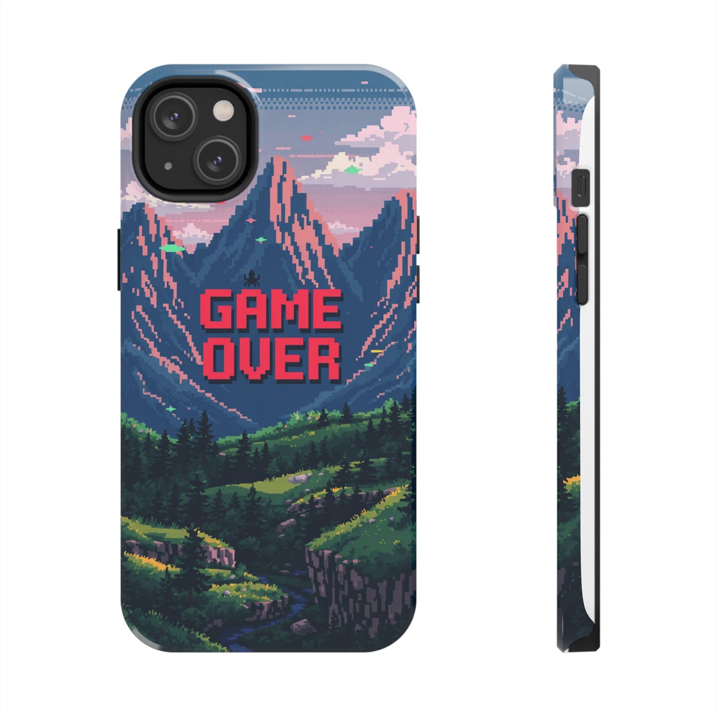 Pixel Art Tough Phone Case - 'Game Over' Design for Gamers