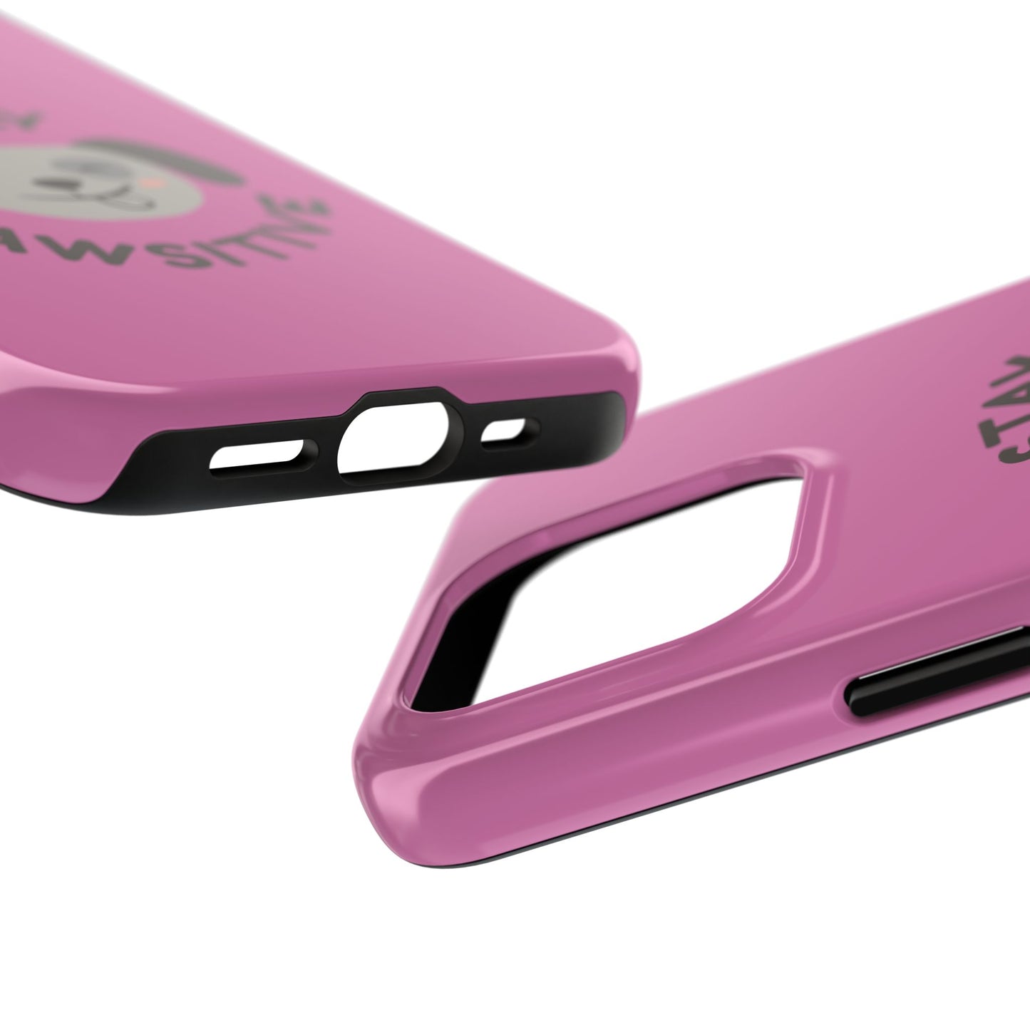Pink Stay Pawsitive Tough Phone Case - Dog Funny Design - for iPhone