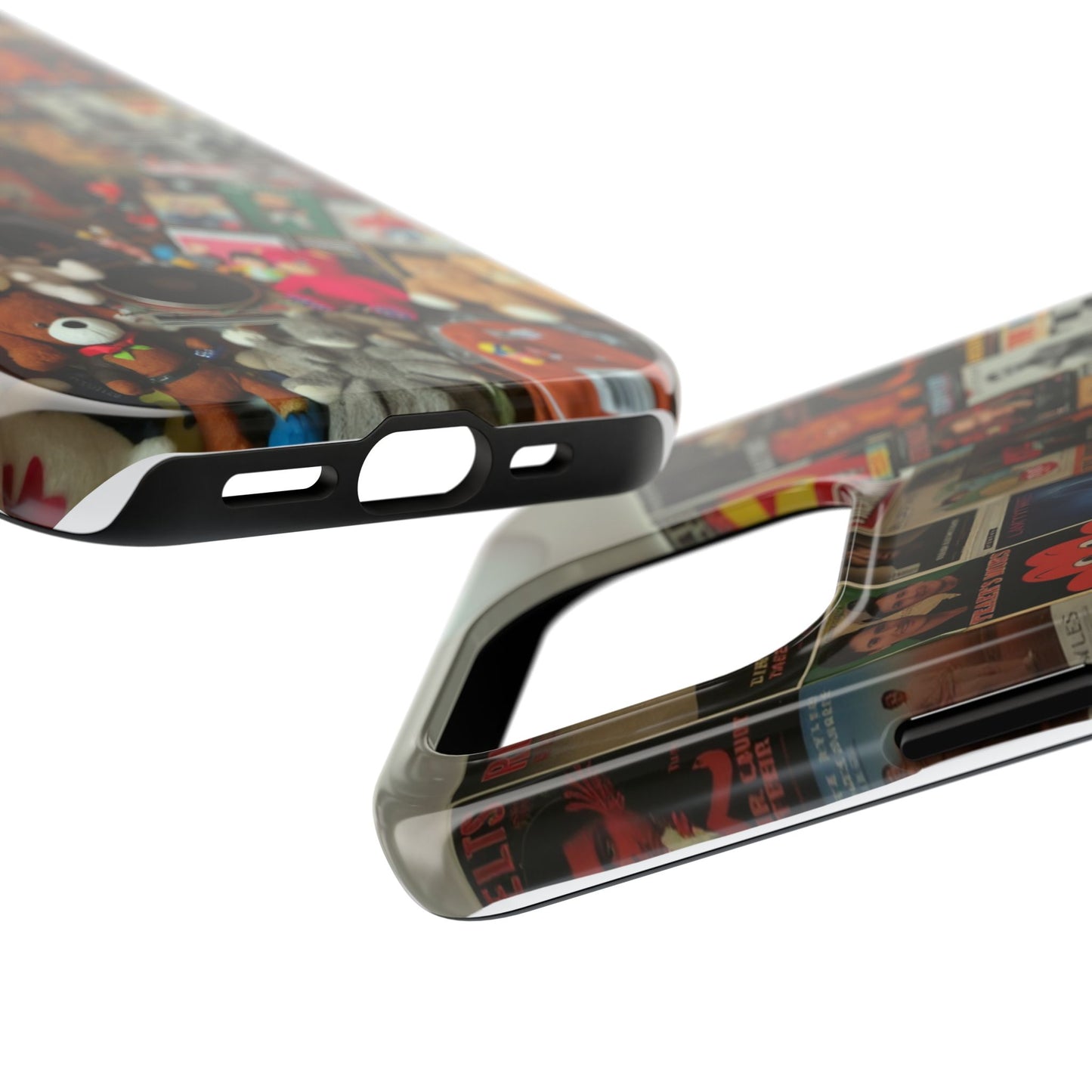 Retro Vibe Tough Phone Case - Vintage Movie Posters & Plush Toys Design
