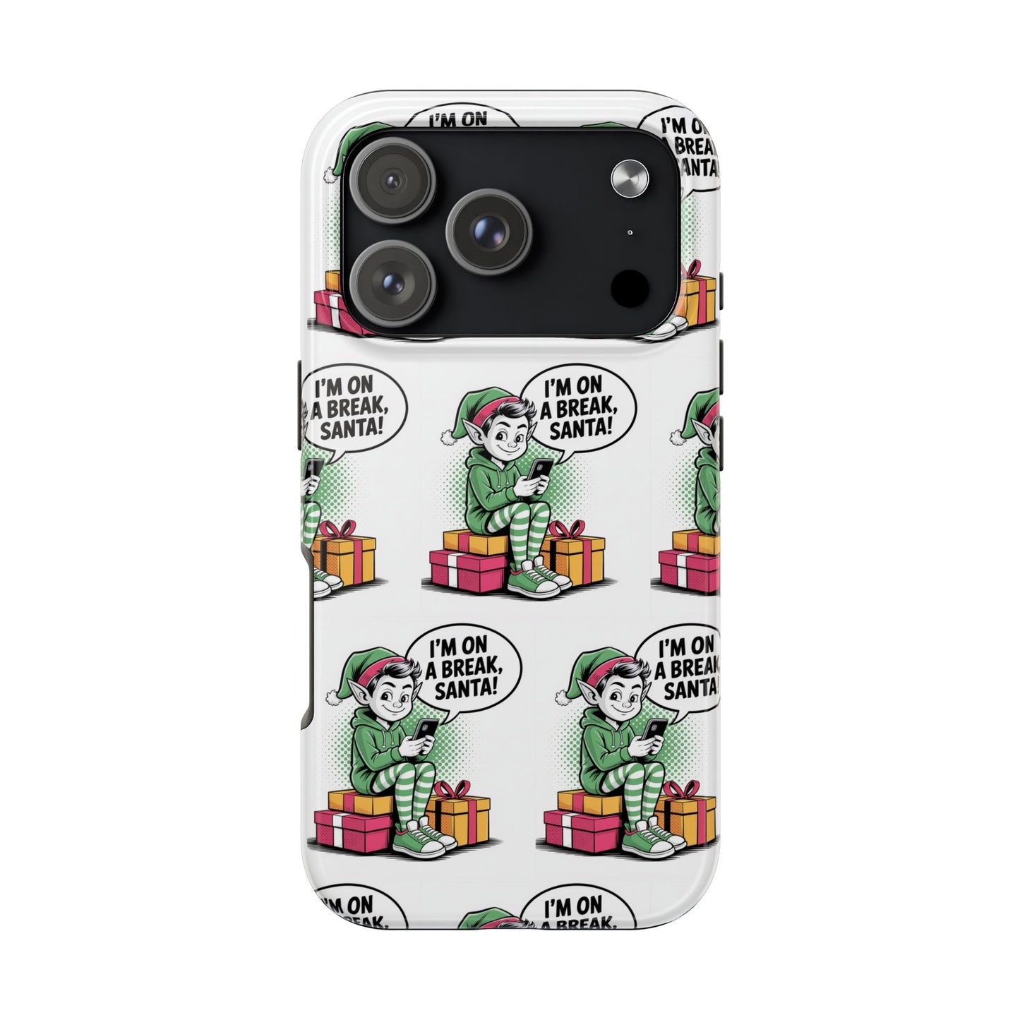 Christmas Elf Tough Phone Case - I'm on a Break, Santa Pattern!