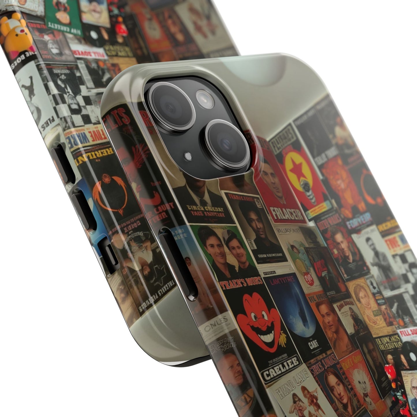 Retro Vibe Tough Phone Case - Vintage Movie Posters & Plush Toys Design