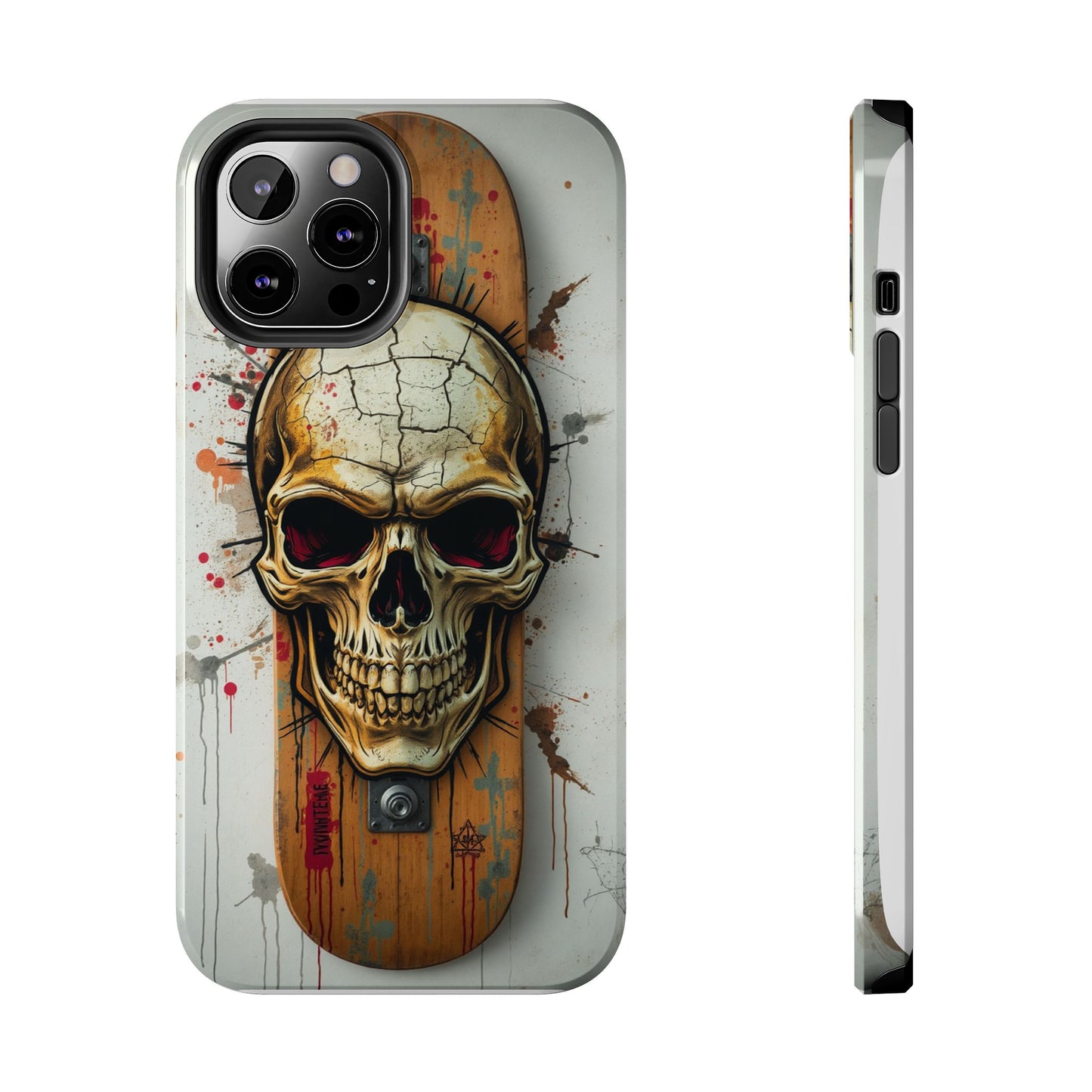 Edgy Skull Tough Phone Case - Durable Protection for Skateboard Enthusiasts