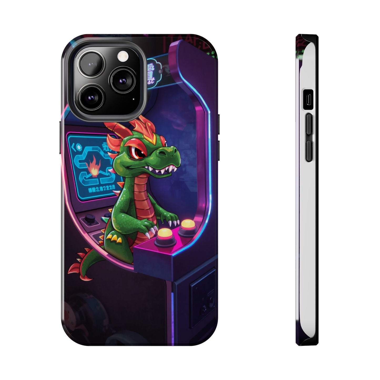 Retro Gamer Tough Phone Case with Dragon Design