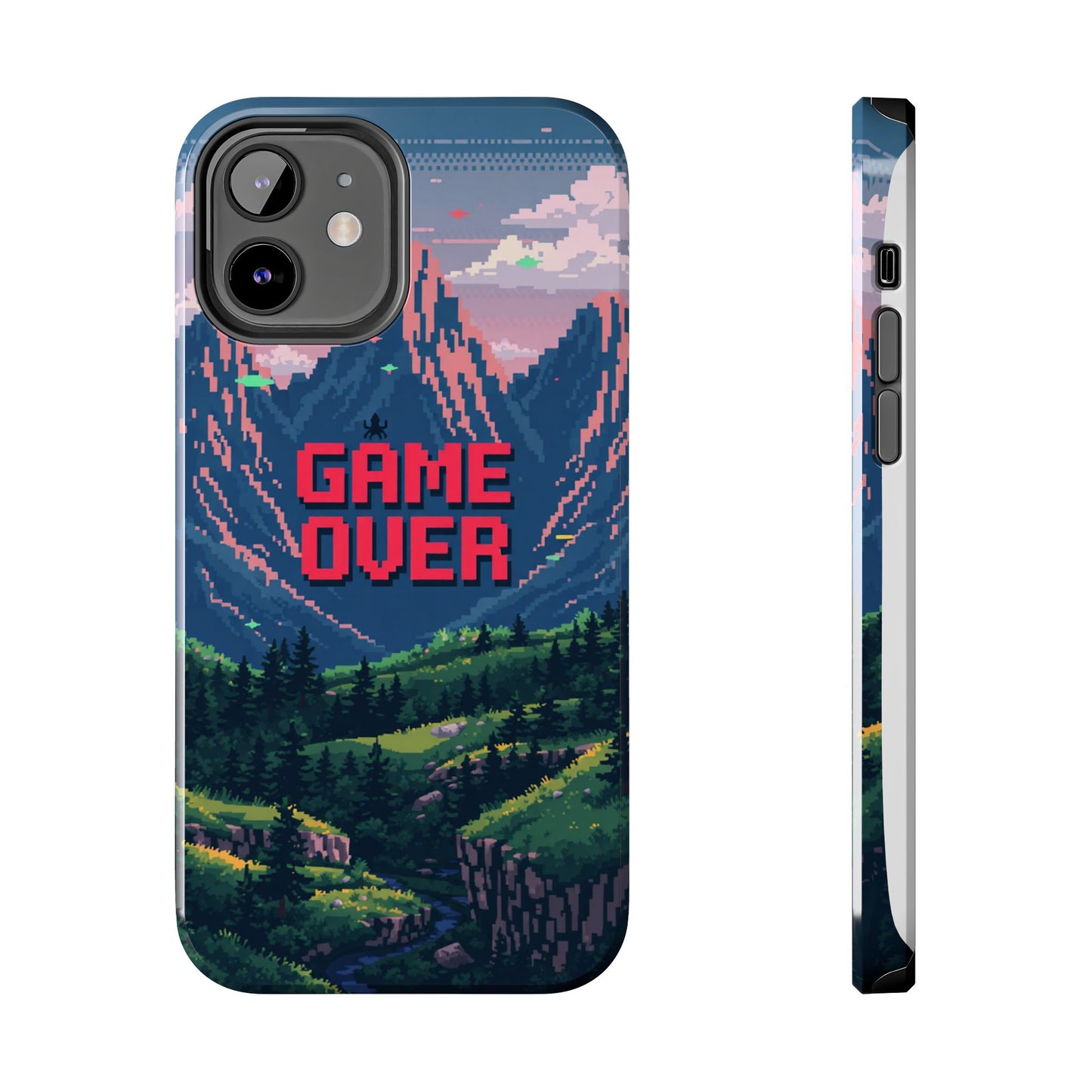 Pixel Art Tough Phone Case - 'Game Over' Design for Gamers