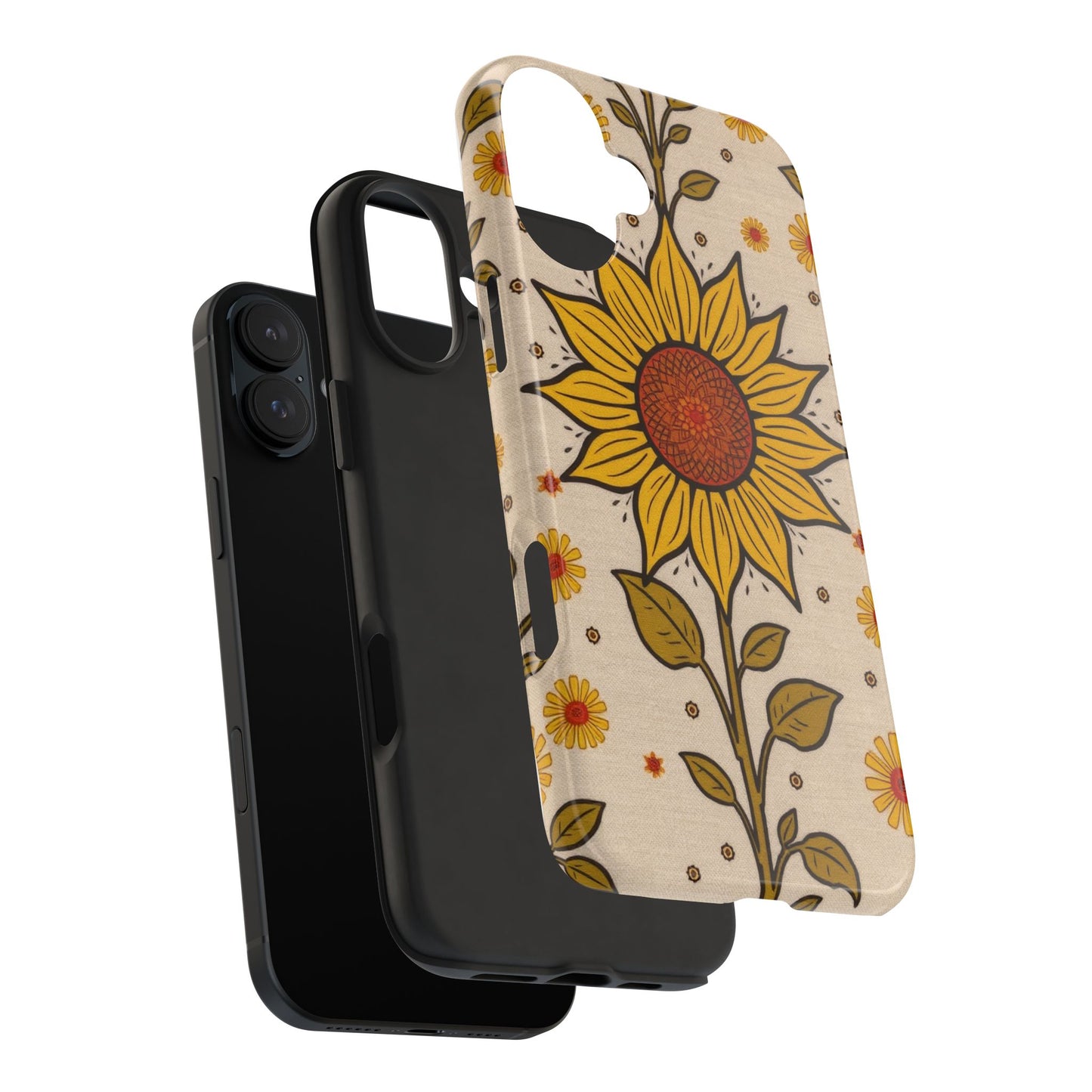 Bright Sunflower Origins Tough Phone Case - Floral Design for Nature Lovers - for iPhone