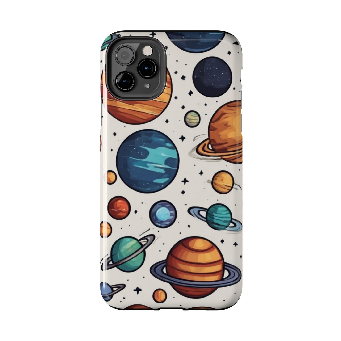 Cosmic Galaxy Tough Phone Case - Planetary Cartoon Design - for iPhone
