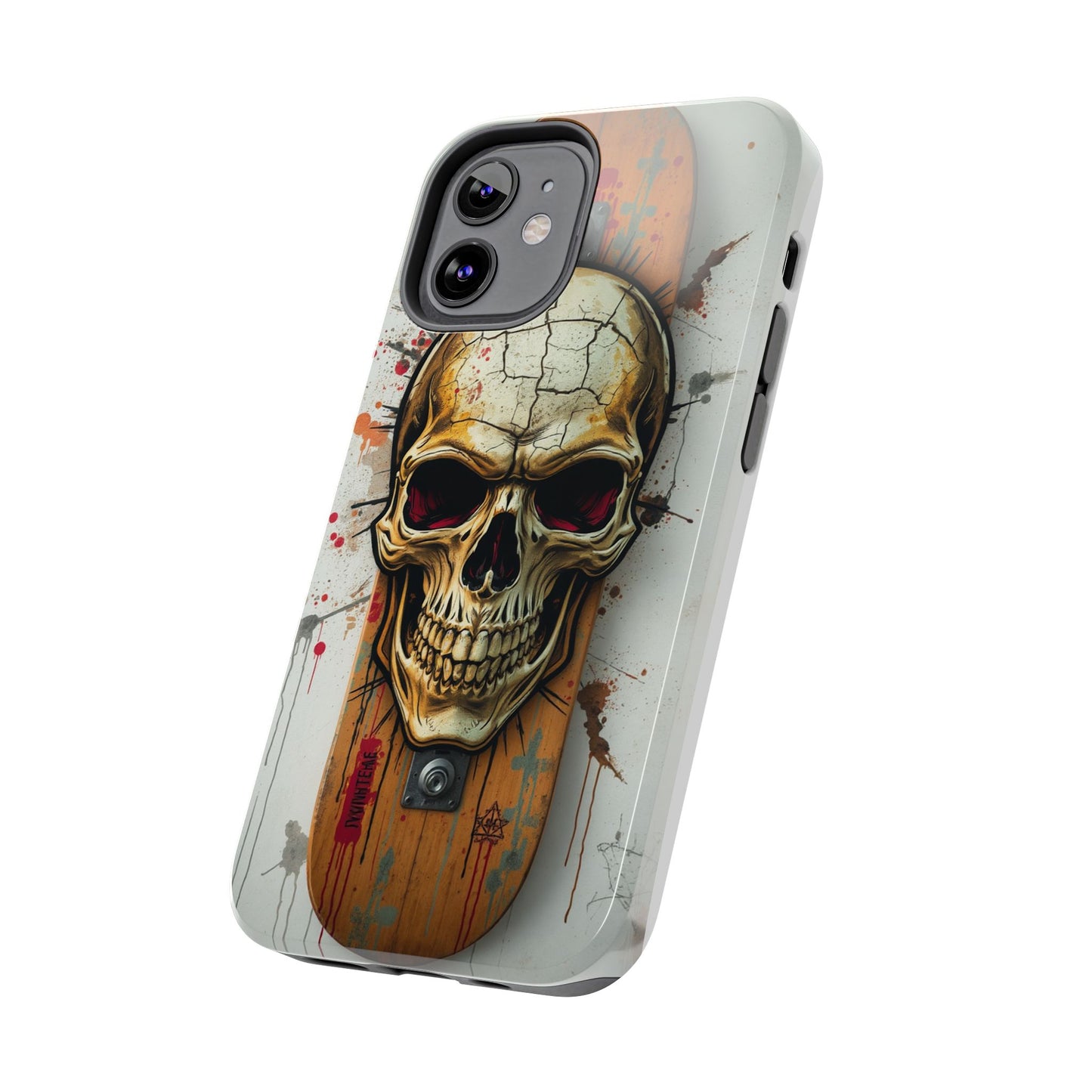 Edgy Skull Tough Phone Case - Durable Protection for Skateboard Enthusiasts