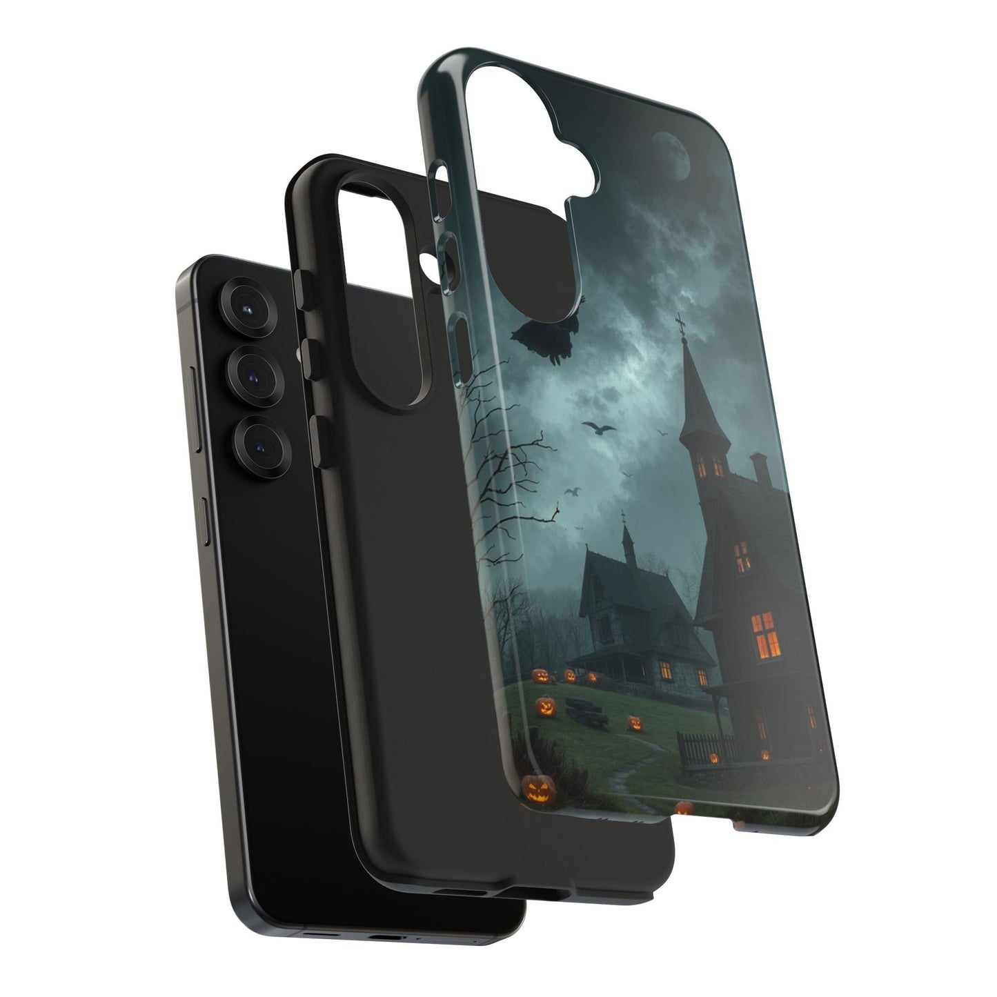 Halloween-Themed Tough Phone Case with Spooky House Design