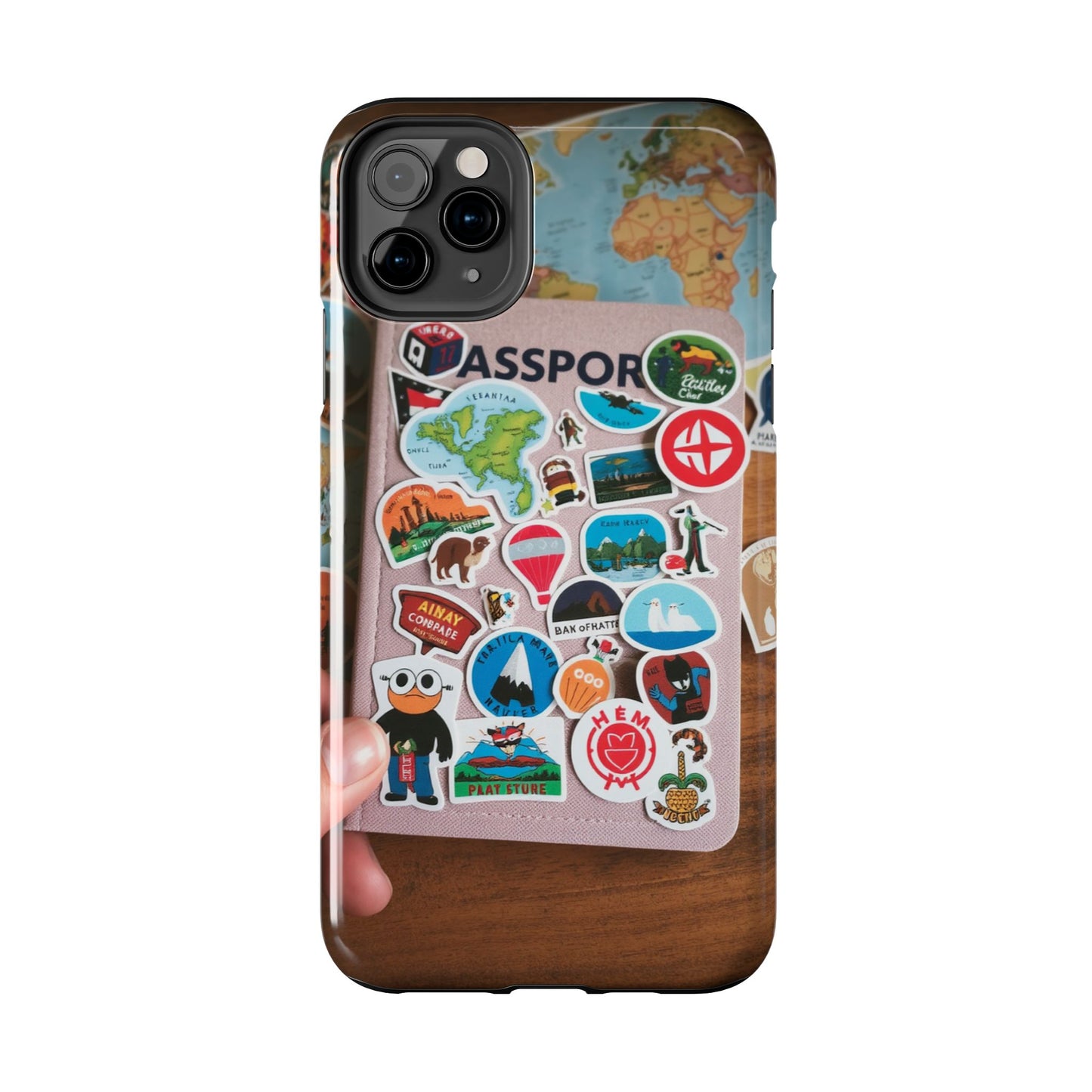 Adventure Stickers Phone Case - Tough Protection for Travel Lovers