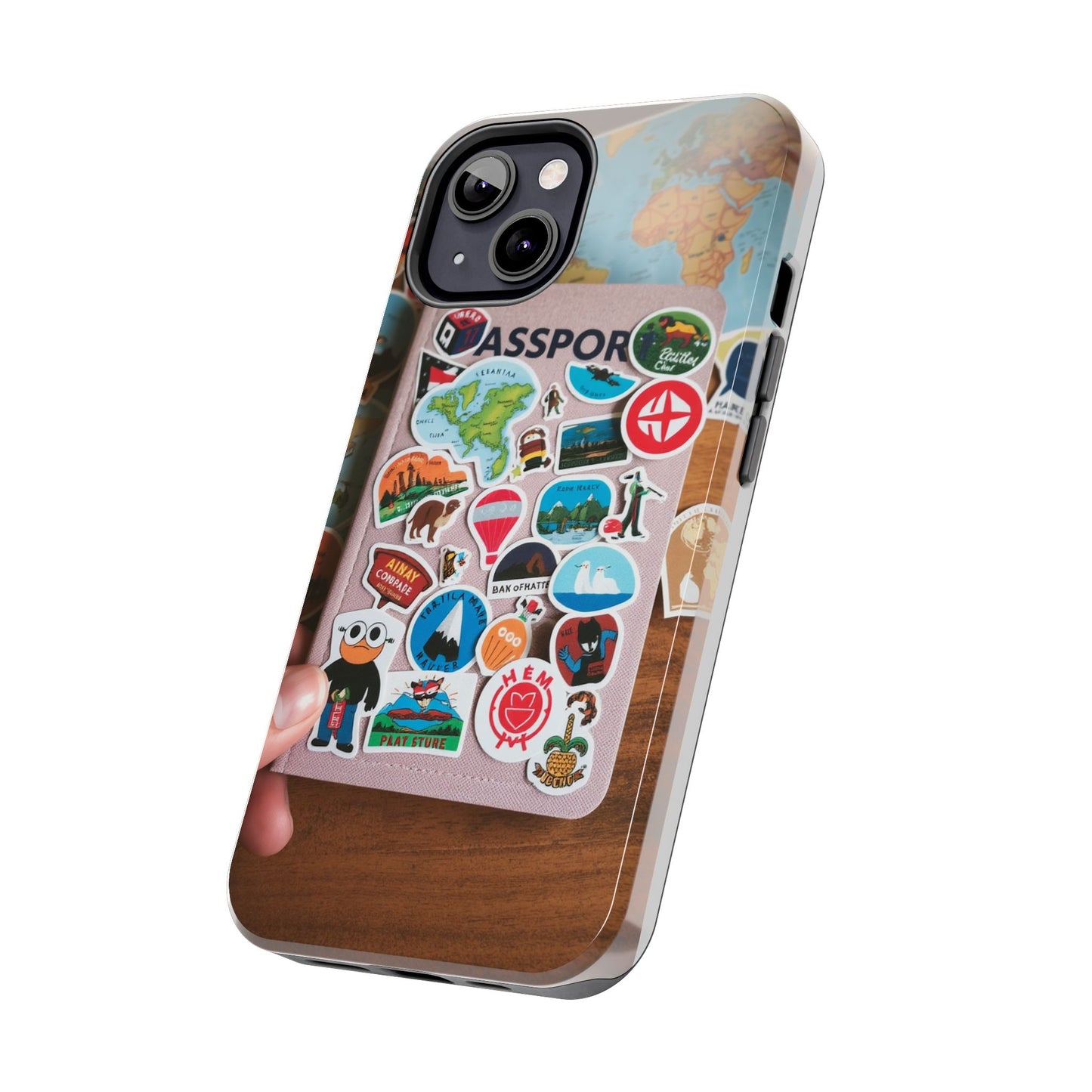 Adventure Stickers Phone Case - Tough Protection for Travel Lovers