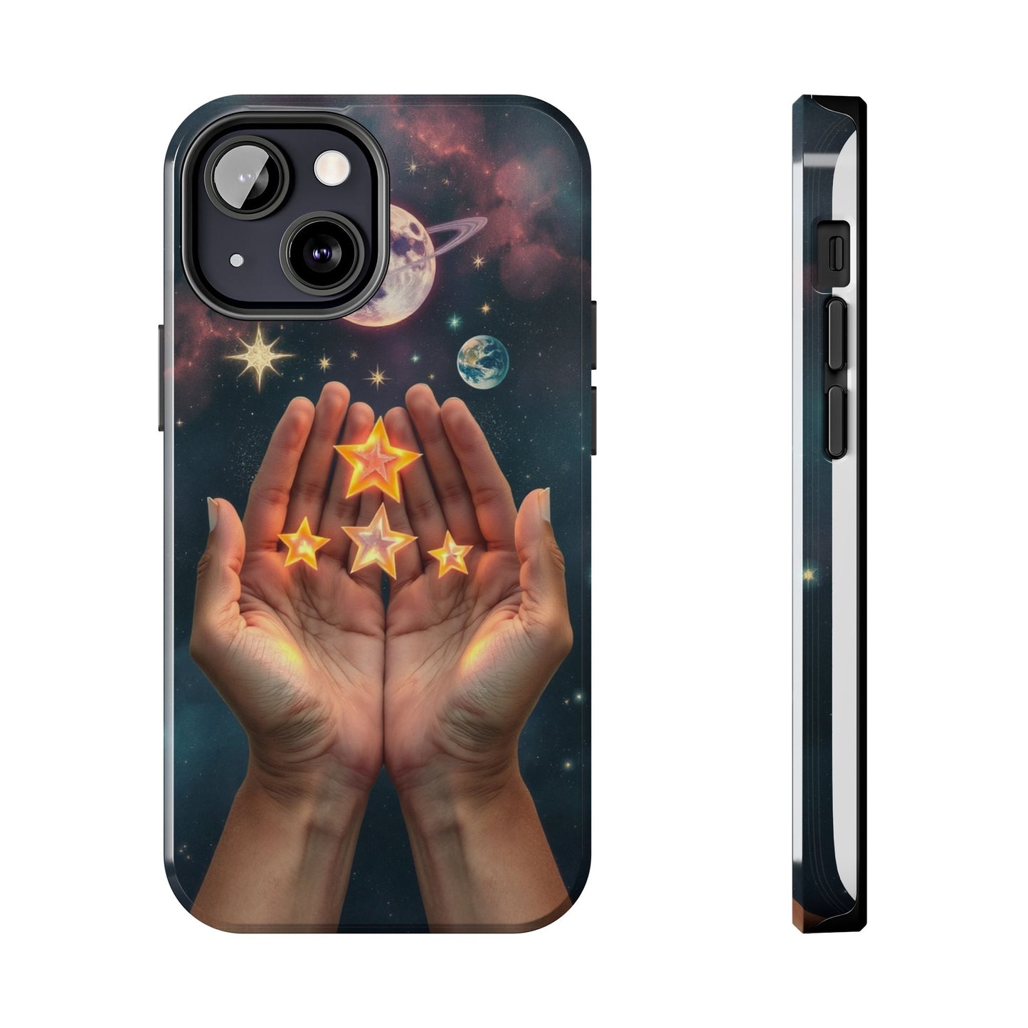 Galaxy Hands Tough Phone Case - Celestial Design for Star Lovers