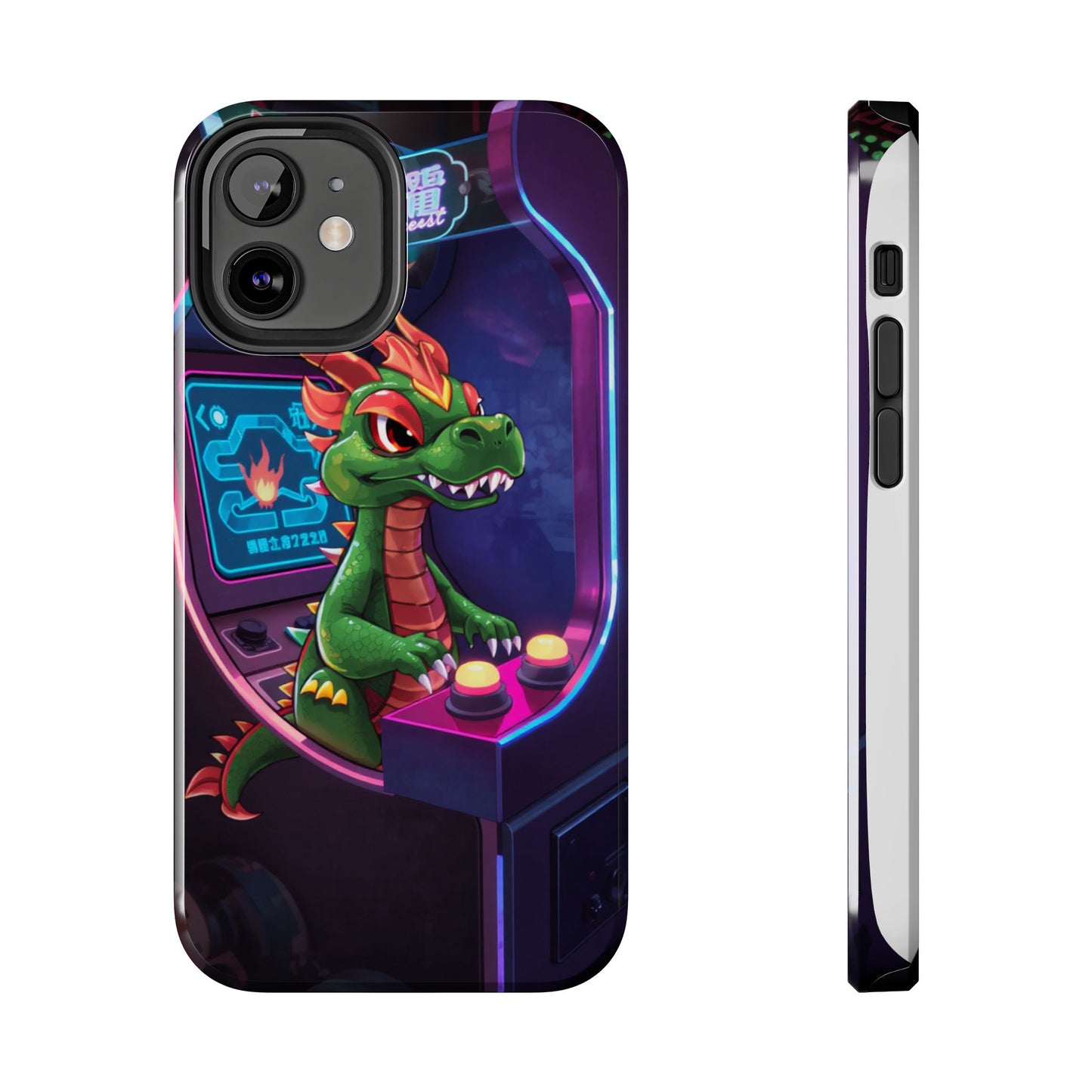 Retro Gamer Tough Phone Case with Dragon Design