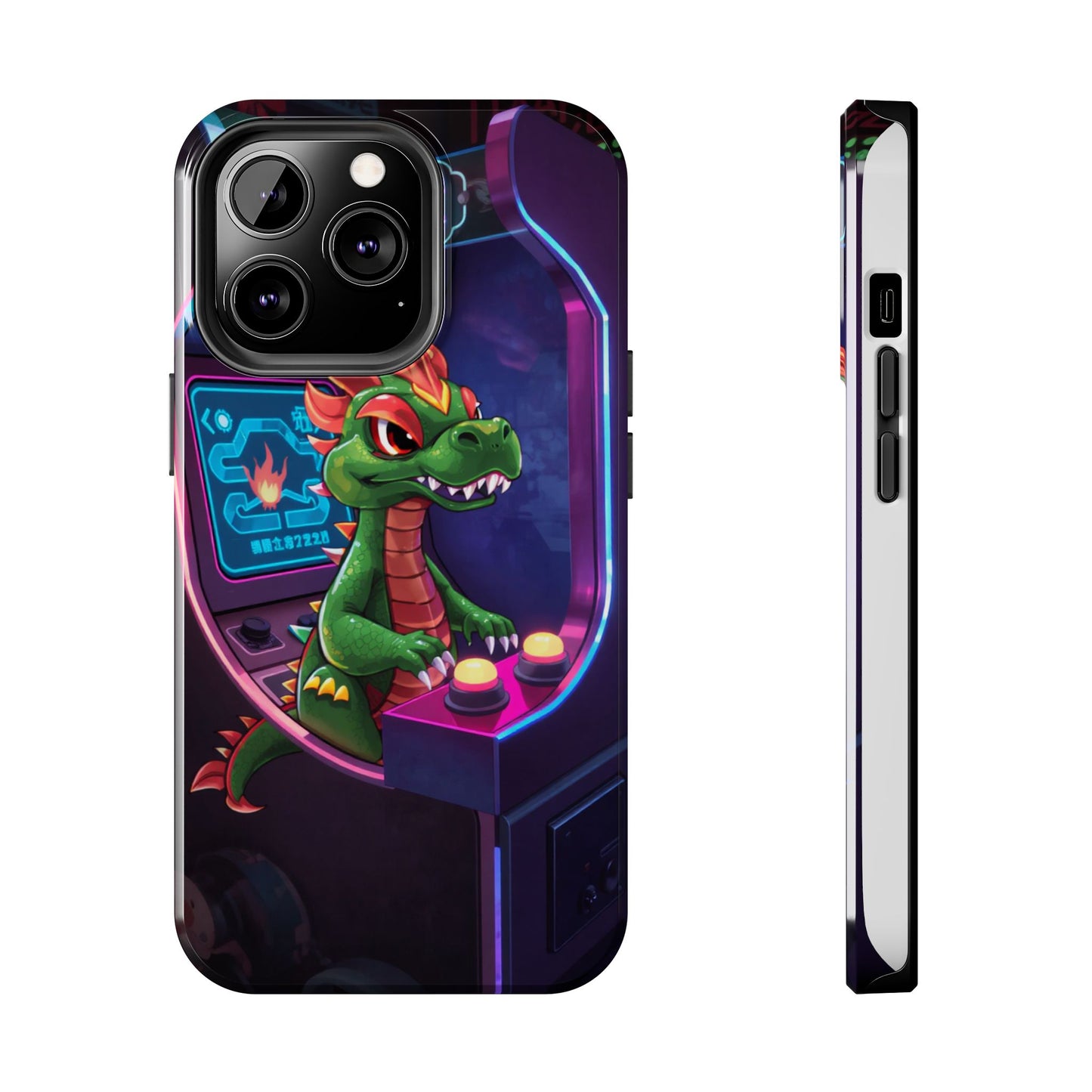 Retro Gamer Tough Phone Case with Dragon Design