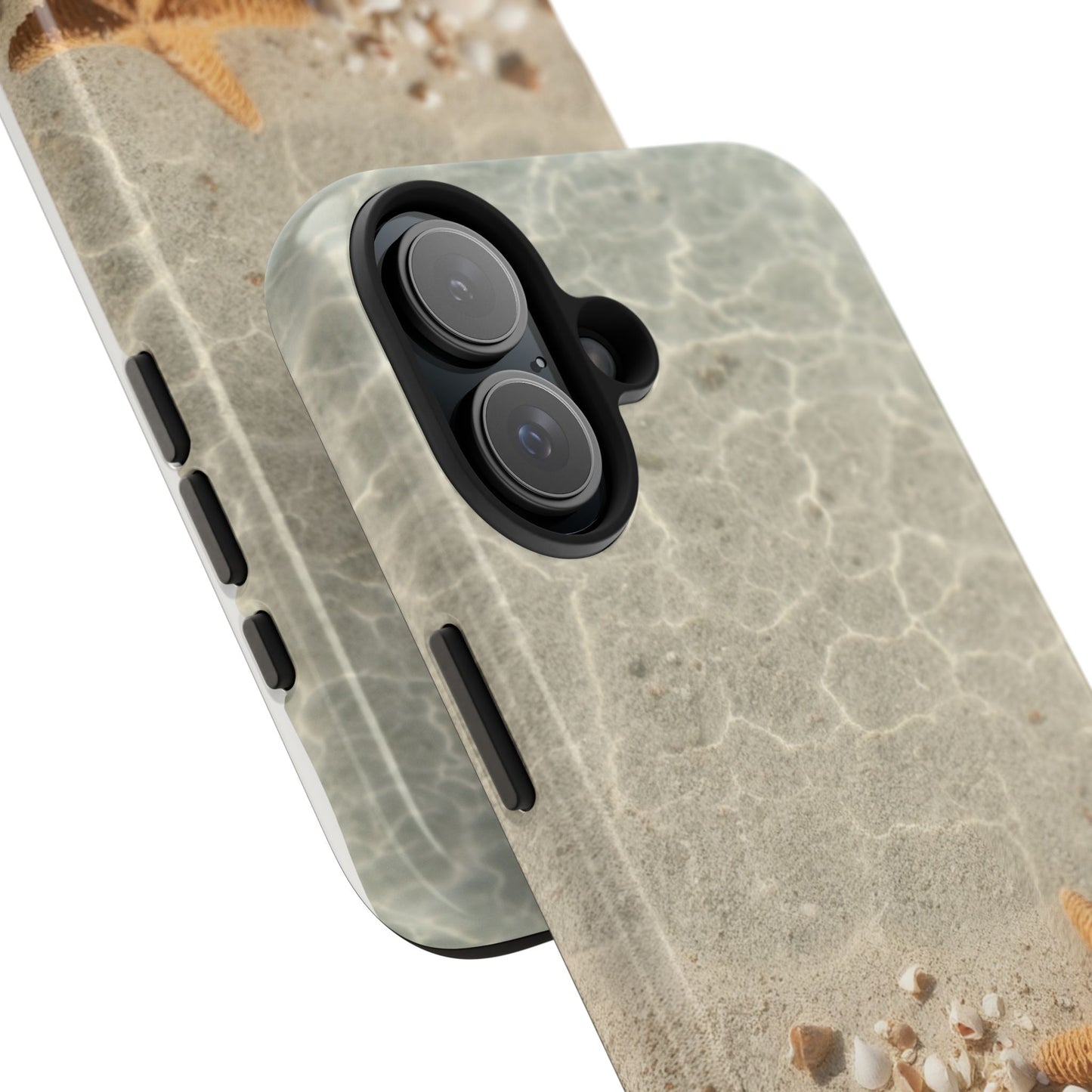 Beach-Inspired Tough Phone Case with Starfish and Seashell Design