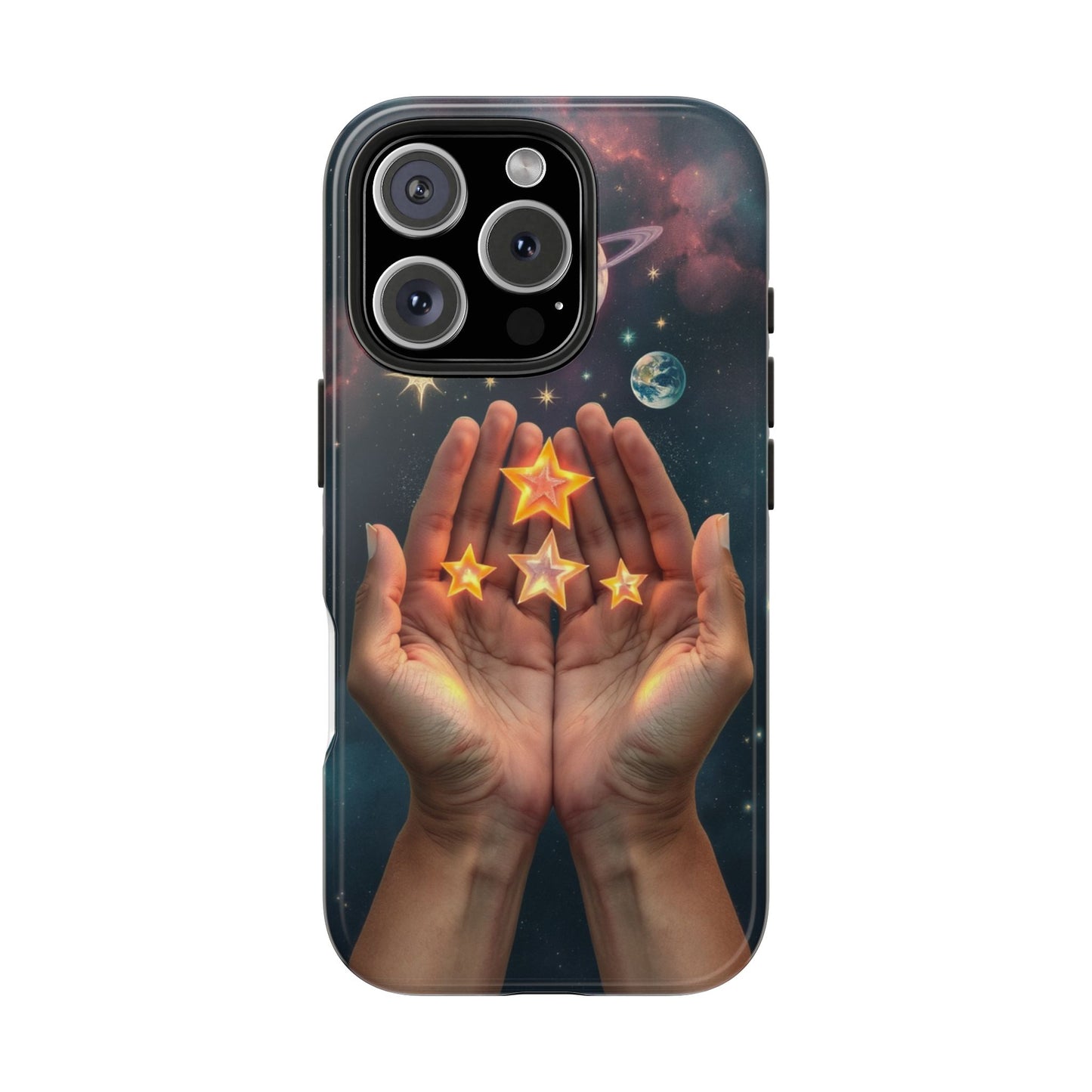 Galaxy Hands Tough Phone Case - Celestial Design for Star Lovers