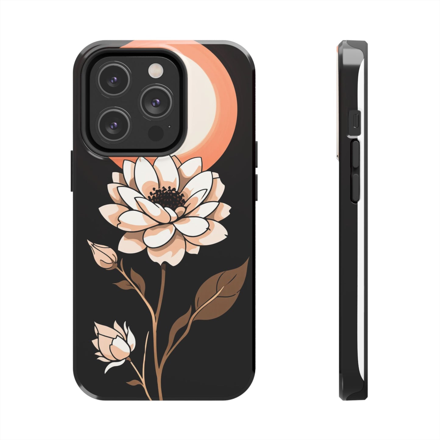 Elegant Contrast Floral Tough Phone Case - Stylish Protection for Your Device - for iPhone