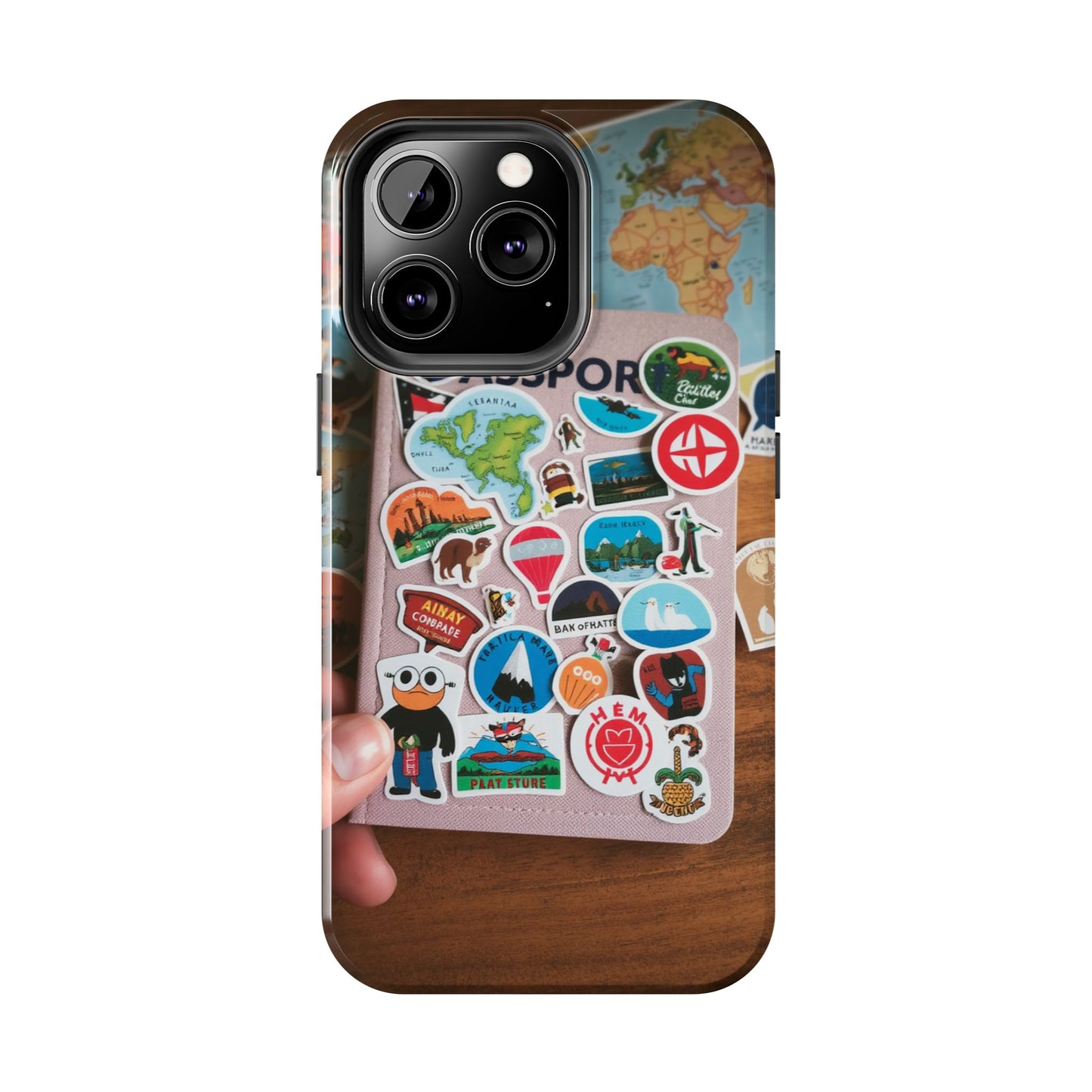 Adventure Stickers Phone Case - Tough Protection for Travel Lovers