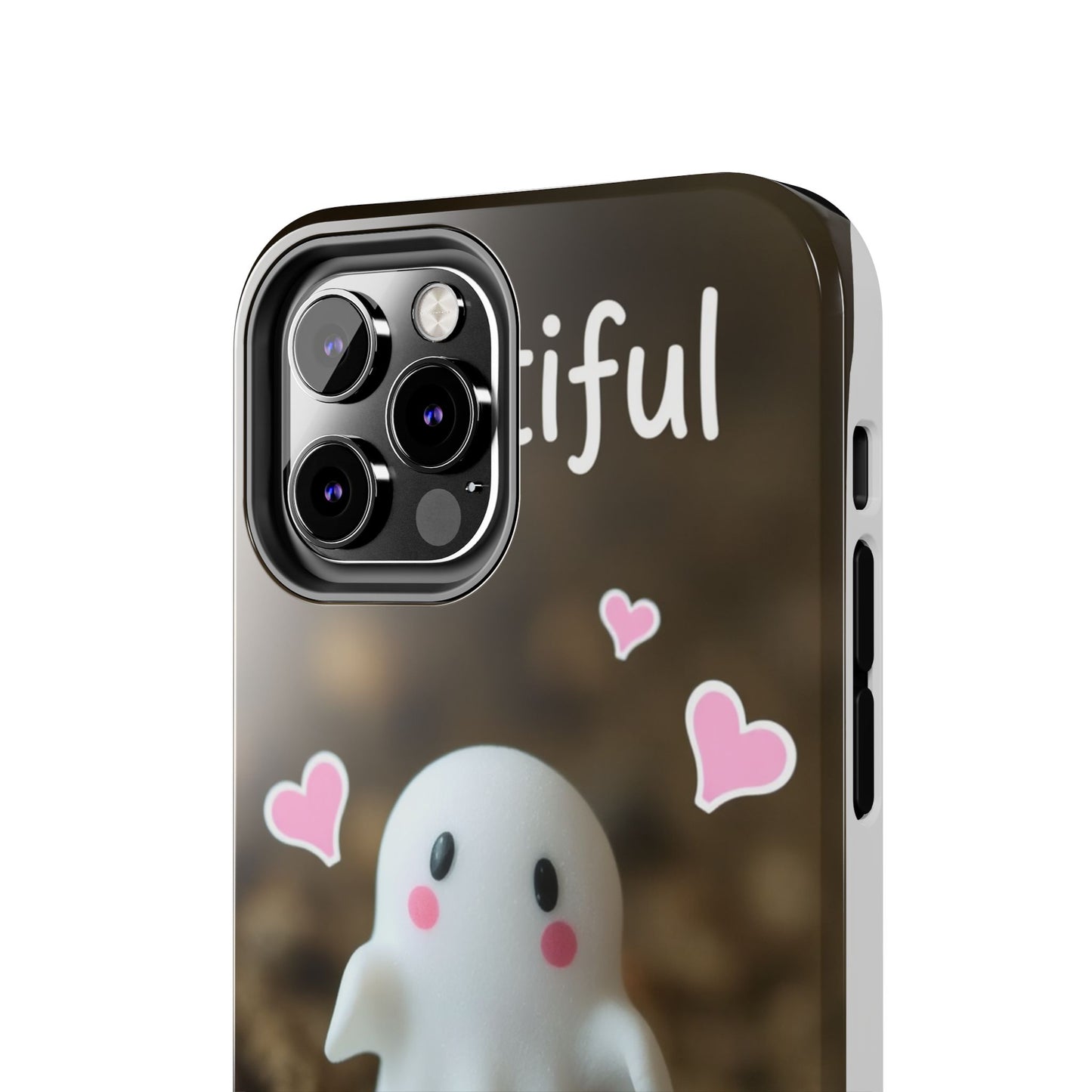 Cute Ghost Tough Phone Case - Beautiful Design with Heart Accents