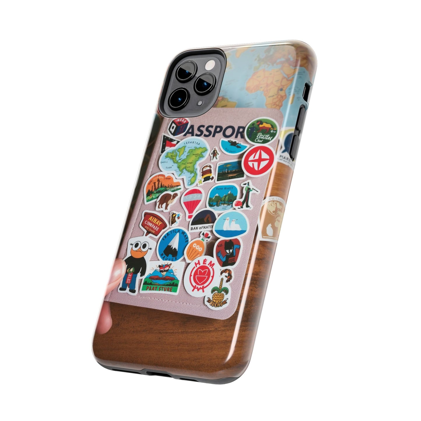 Adventure Stickers Phone Case - Tough Protection for Travel Lovers