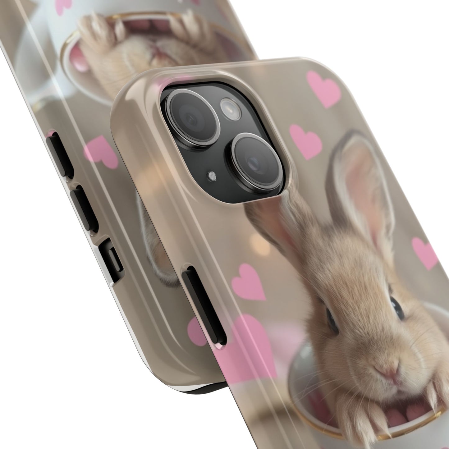 Adorable Bunny Phone Case with Heart Design - Cute Gift for Animal Lovers