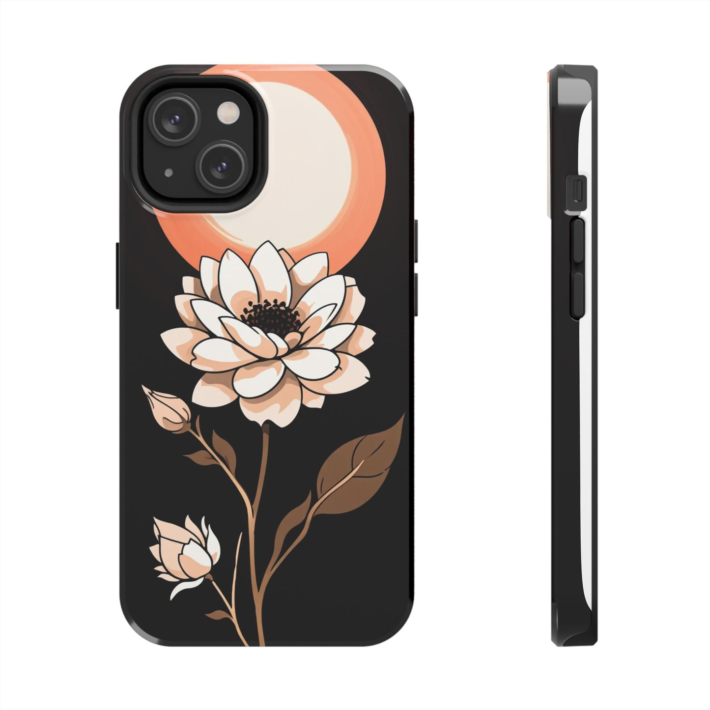 Elegant Contrast Floral Tough Phone Case - Stylish Protection for Your Device - for iPhone