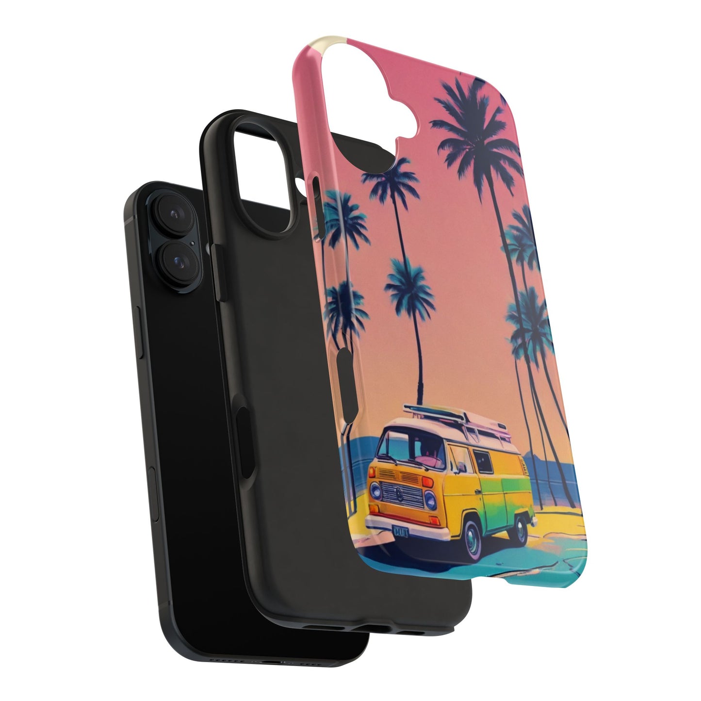 Tropical Beach Vibe Tough Phone Case - Vintage Van Design - for iPhone