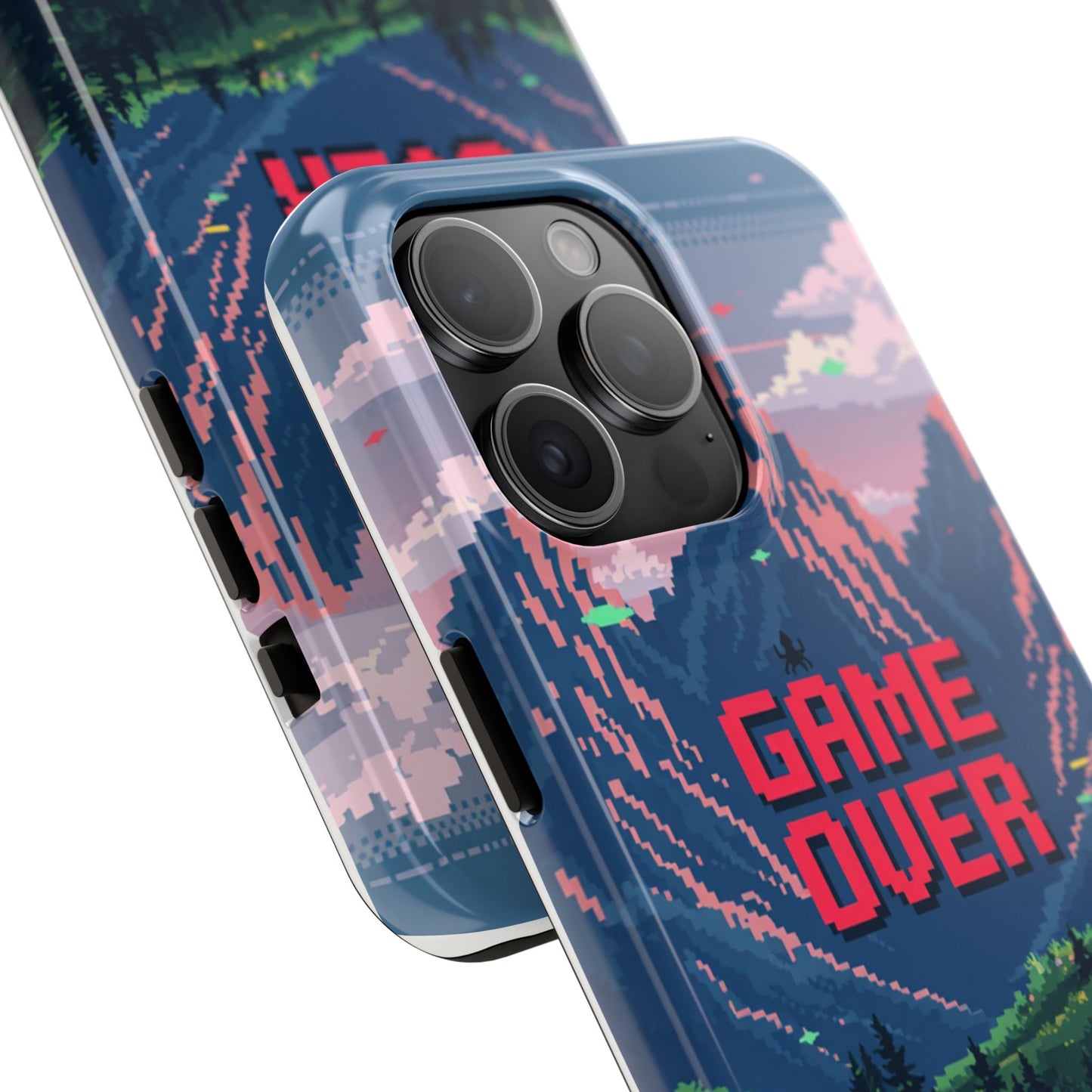 Pixel Art Tough Phone Case - 'Game Over' Design for Gamers