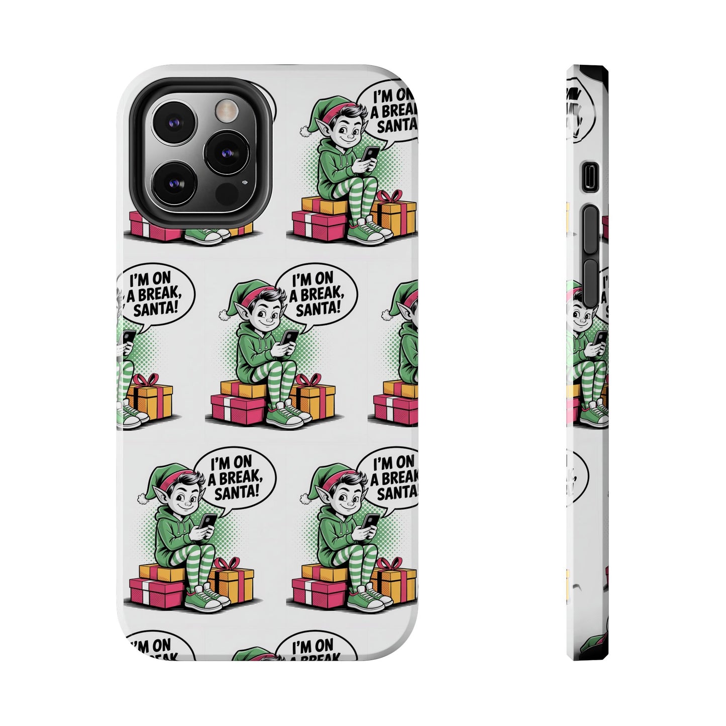 Christmas Elf Tough Phone Case - I'm on a Break, Santa Pattern!