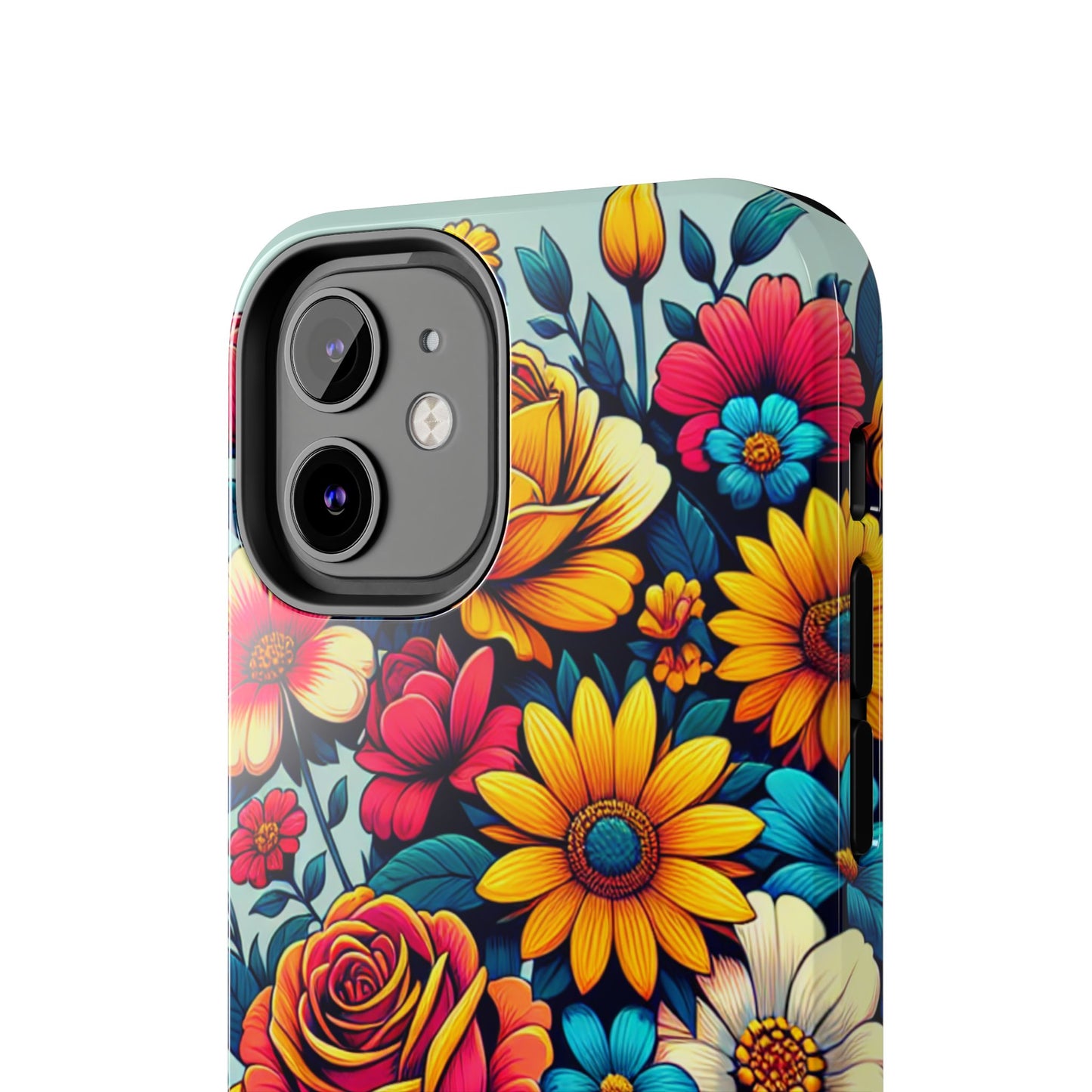 Vibrant Floral Tough Phone Case - Colorful Flower Design - for iPhone