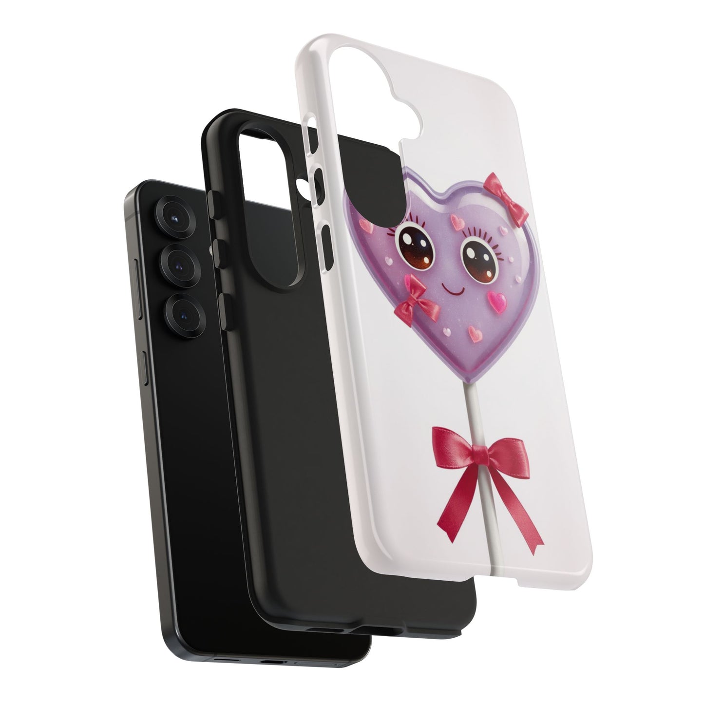 Cute Heart Lollipop Tough Phone Case - Adorable Protection for Candy Lovers