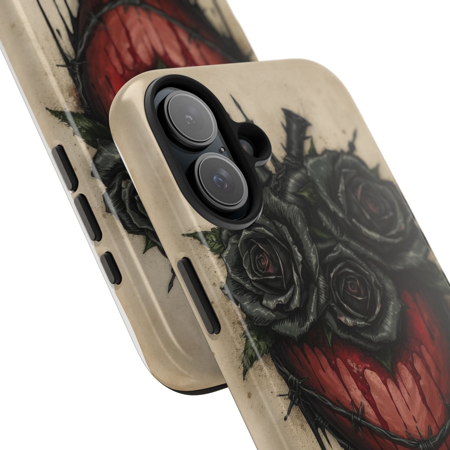 Gothic Heart Phone Case with Roses - Tough & Durable Design