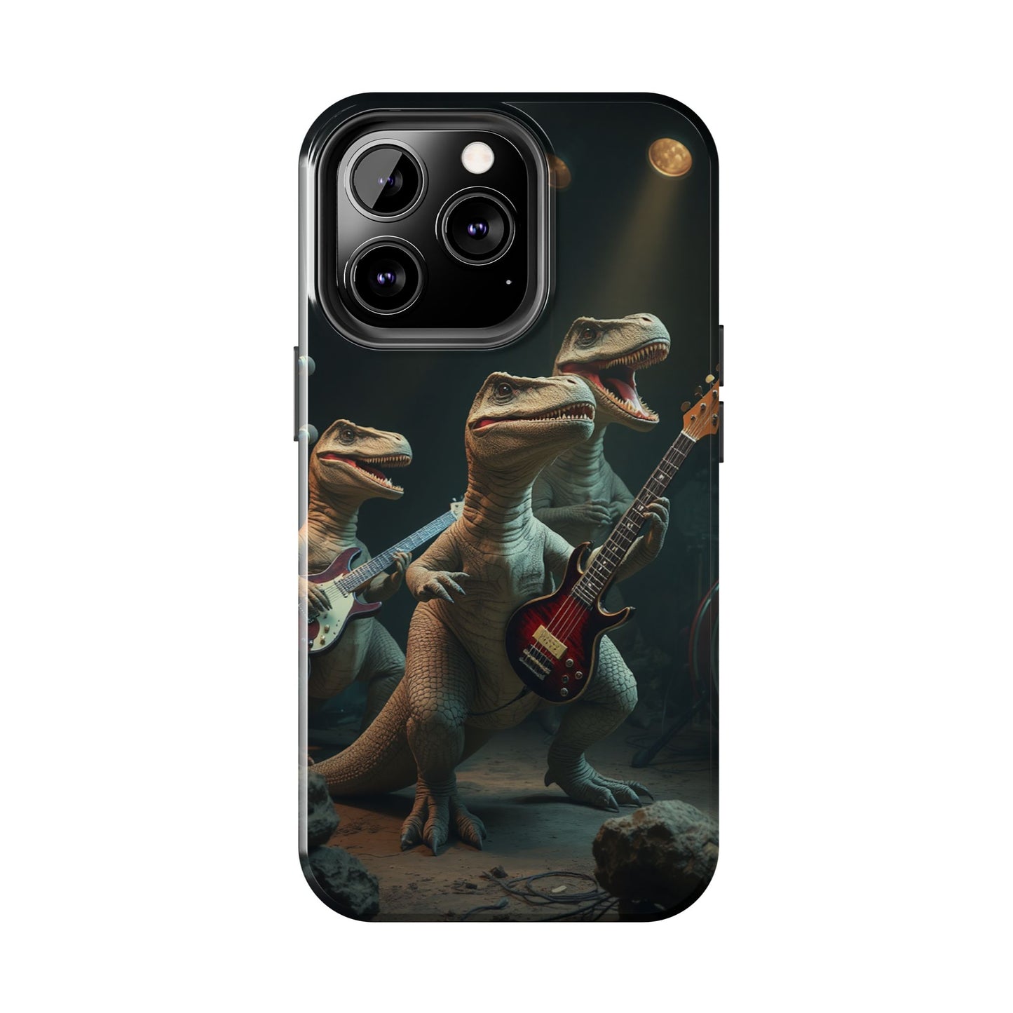 Rockin' Dinosaur Tough Phone Cases - Perfect for Music Lovers and Kids!