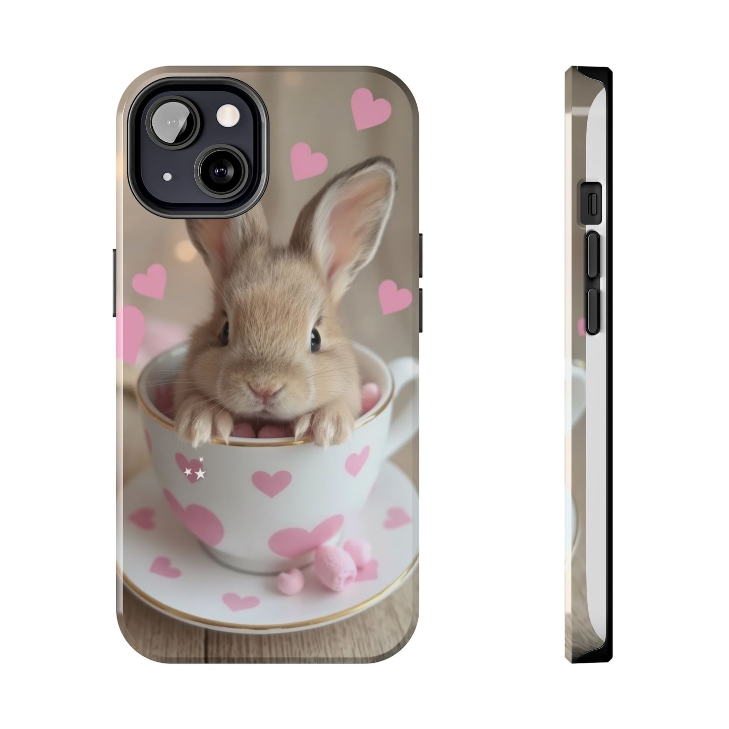 Adorable Bunny Phone Case with Heart Design - Cute Gift for Animal Lovers