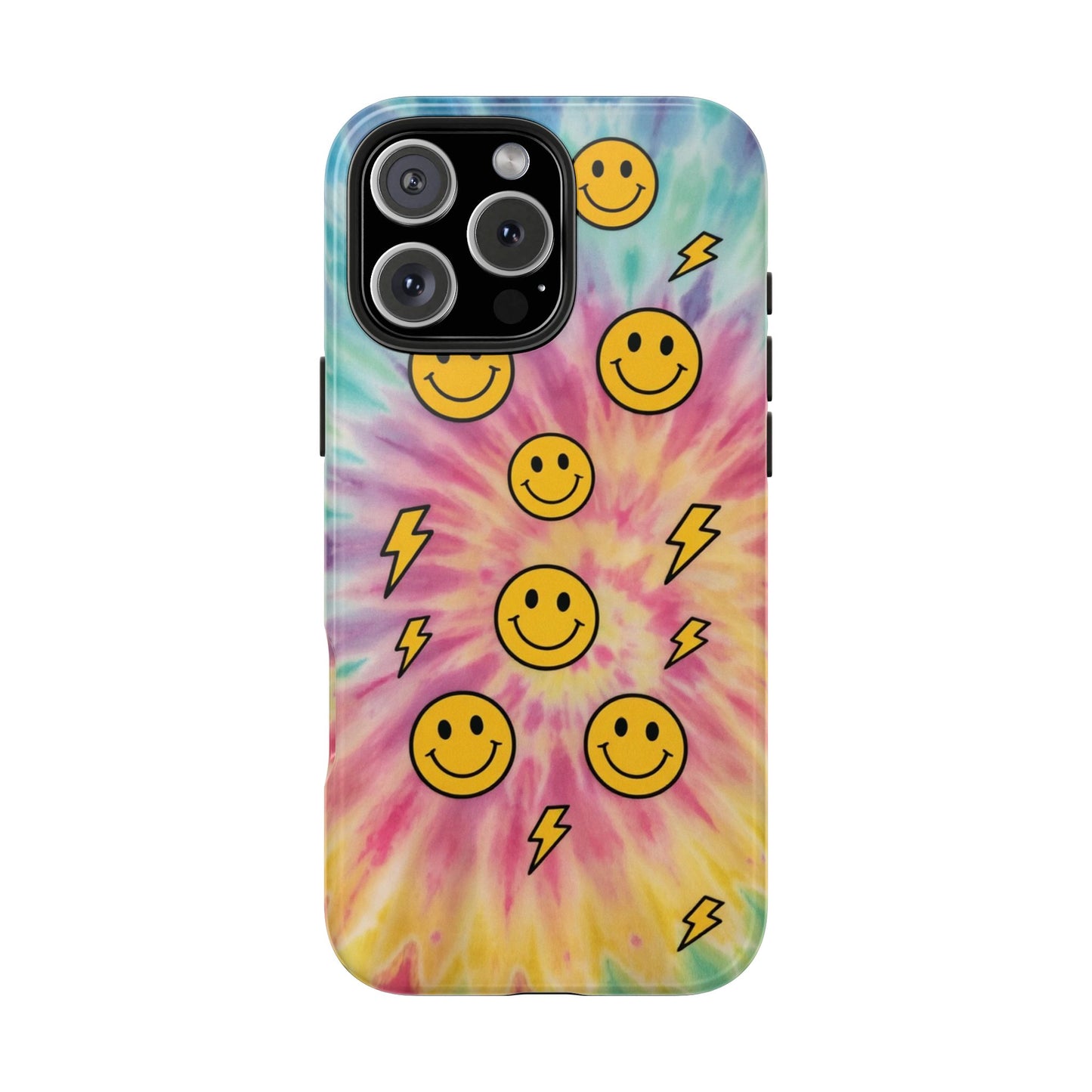 Colorful Smiley Lightning Tough Phone Case - Fun & Durable