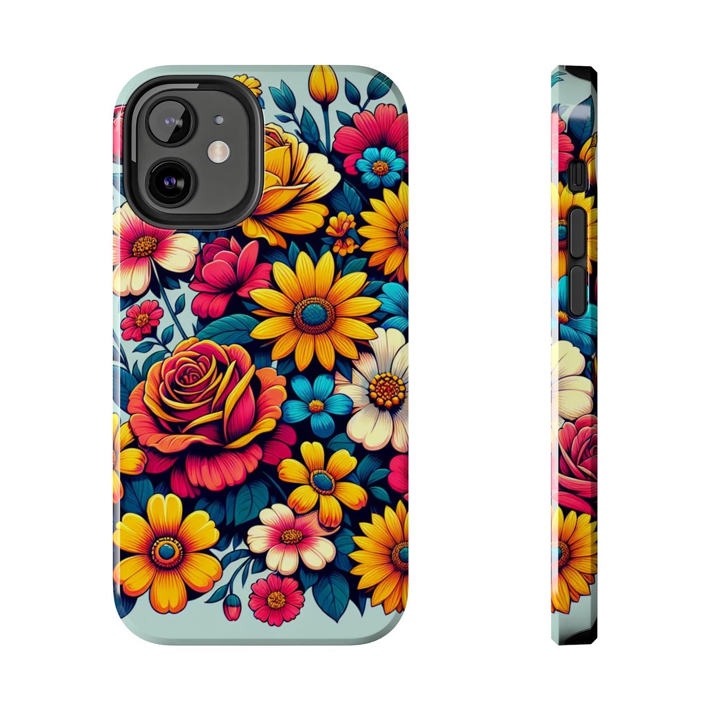 Vibrant Floral Tough Phone Case - Colorful Flower Design - for iPhone