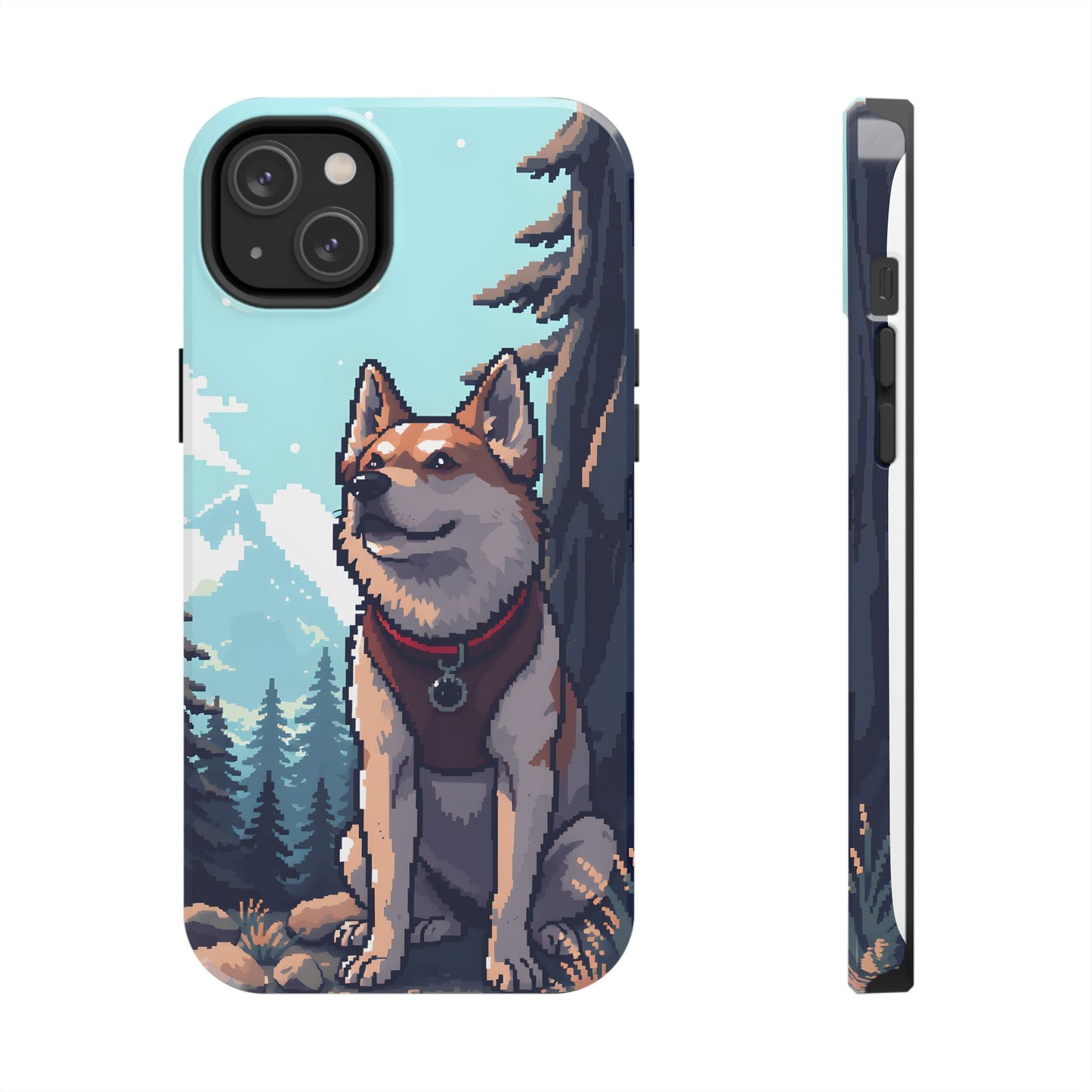Retro Dog Adventure Tough Phone Case - Pixel Art Shiba Inu Design - for iPhone
