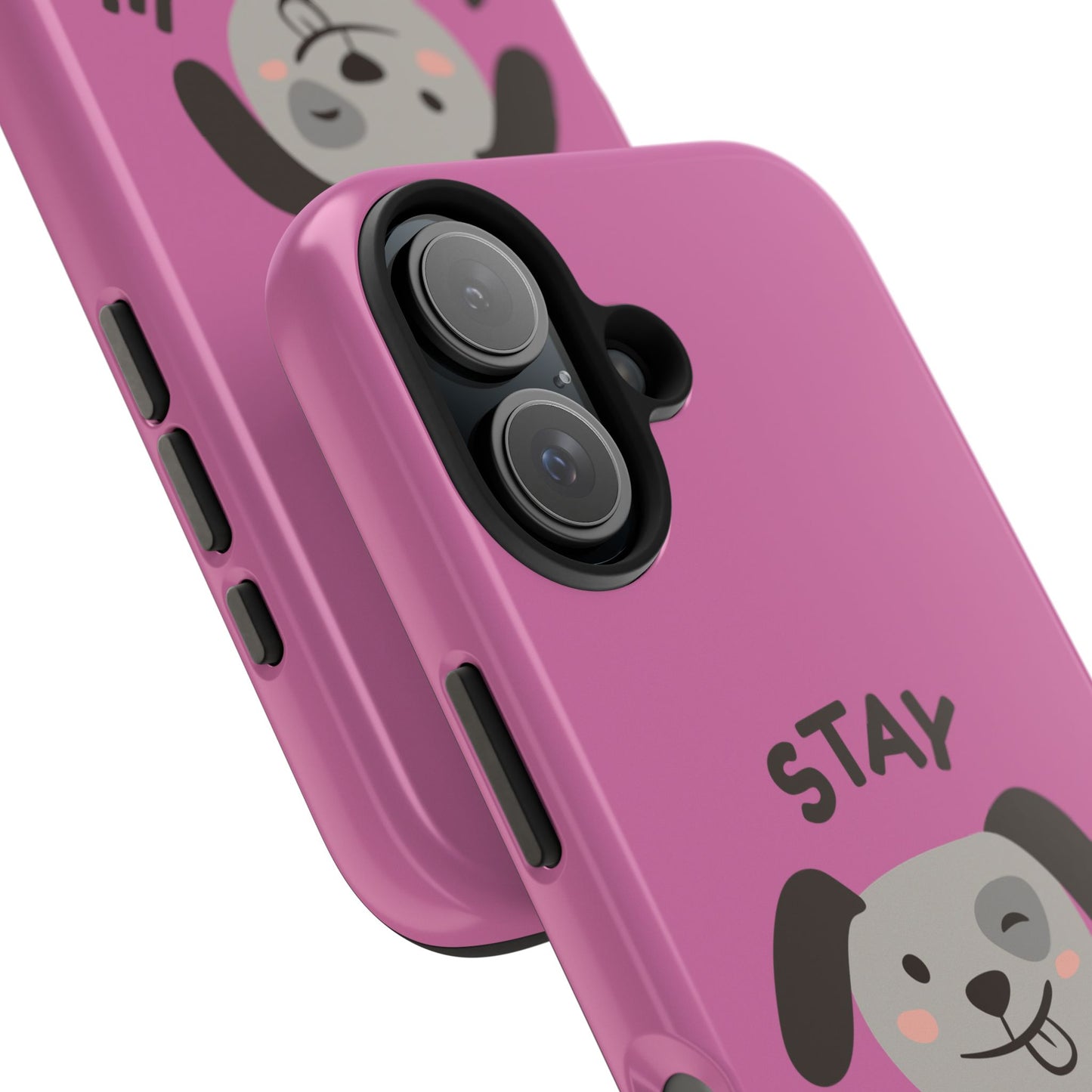 Pink Stay Pawsitive Tough Phone Case - Dog Funny Design - for iPhone
