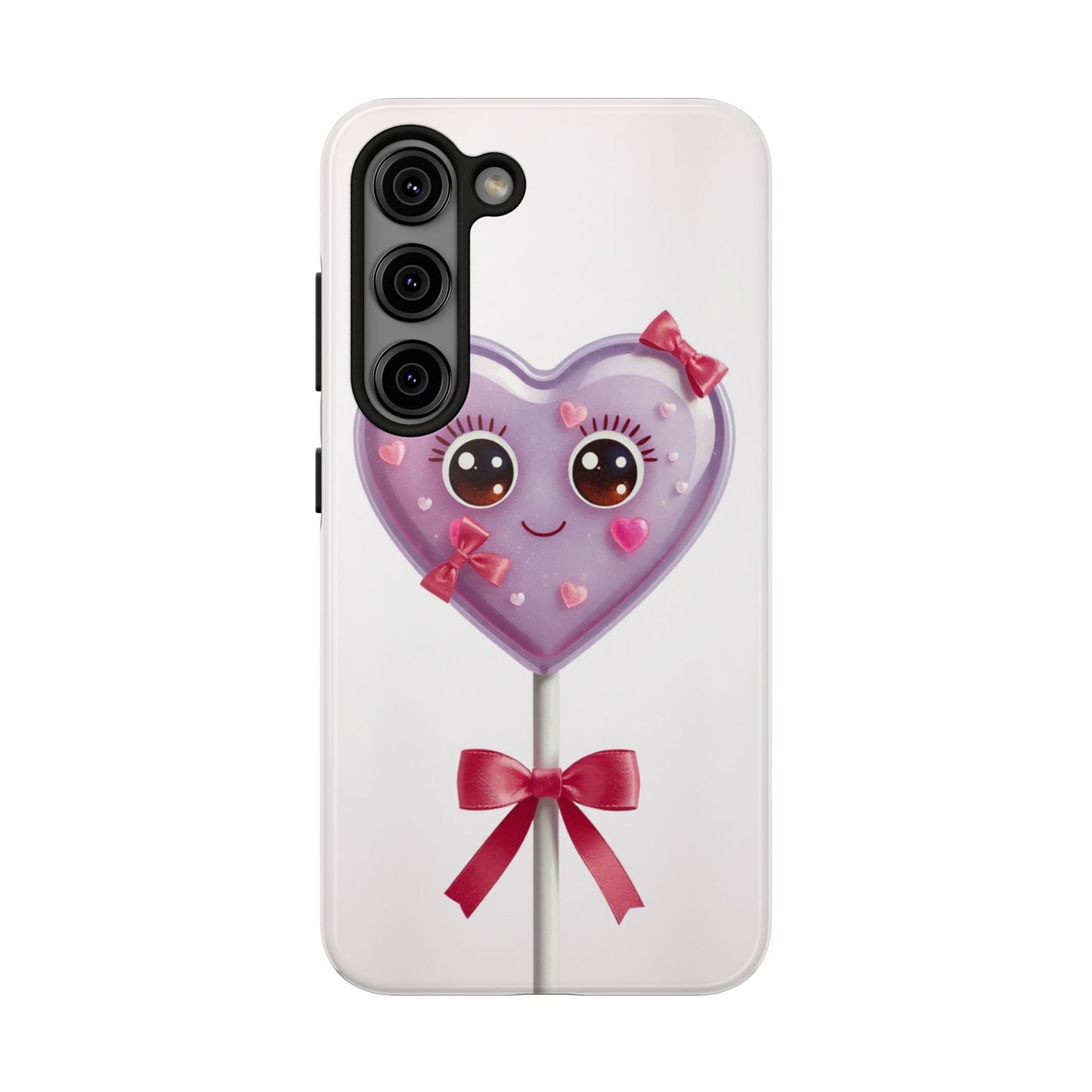 Cute Heart Lollipop Tough Phone Case - Adorable Protection for Candy Lovers
