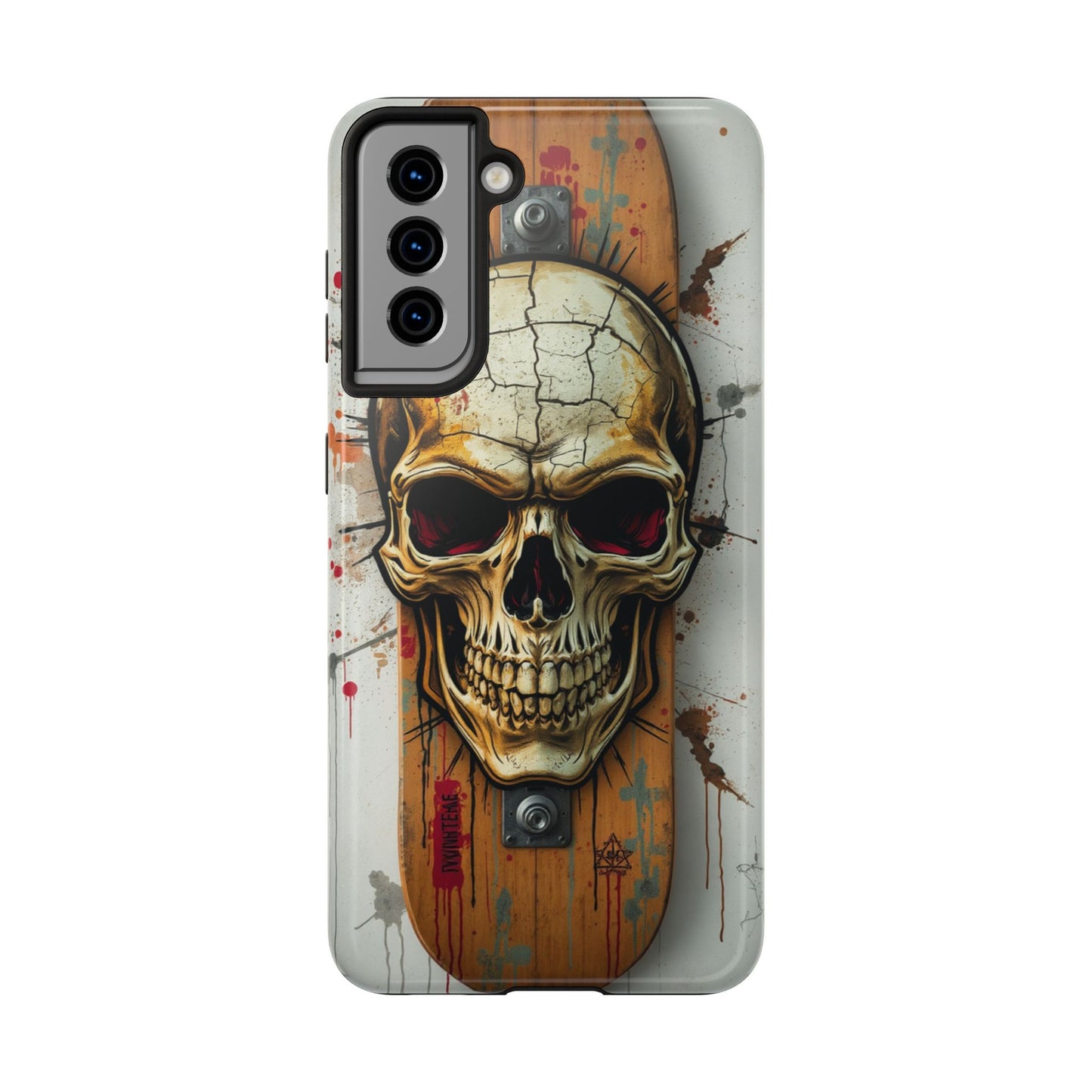 Edgy Skull Tough Phone Case - Durable Protection for Skateboard Enthusiasts