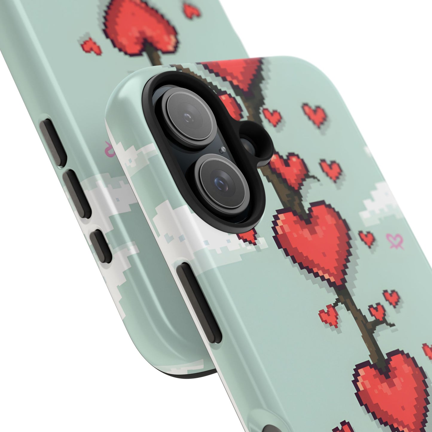 Pixelated Love Hearts Tree | Tough Phone Case - Cute Design - for iPhone