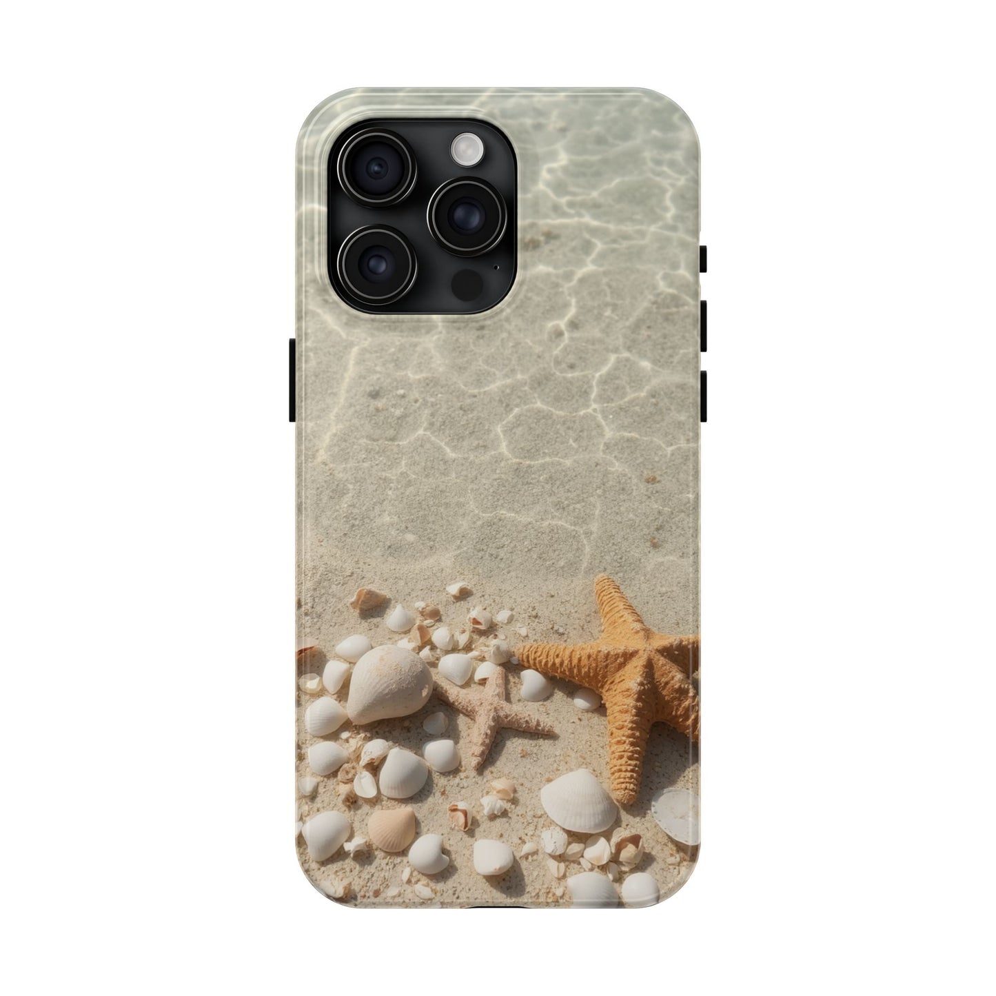 Beach-Inspired Tough Phone Case with Starfish and Seashell Design