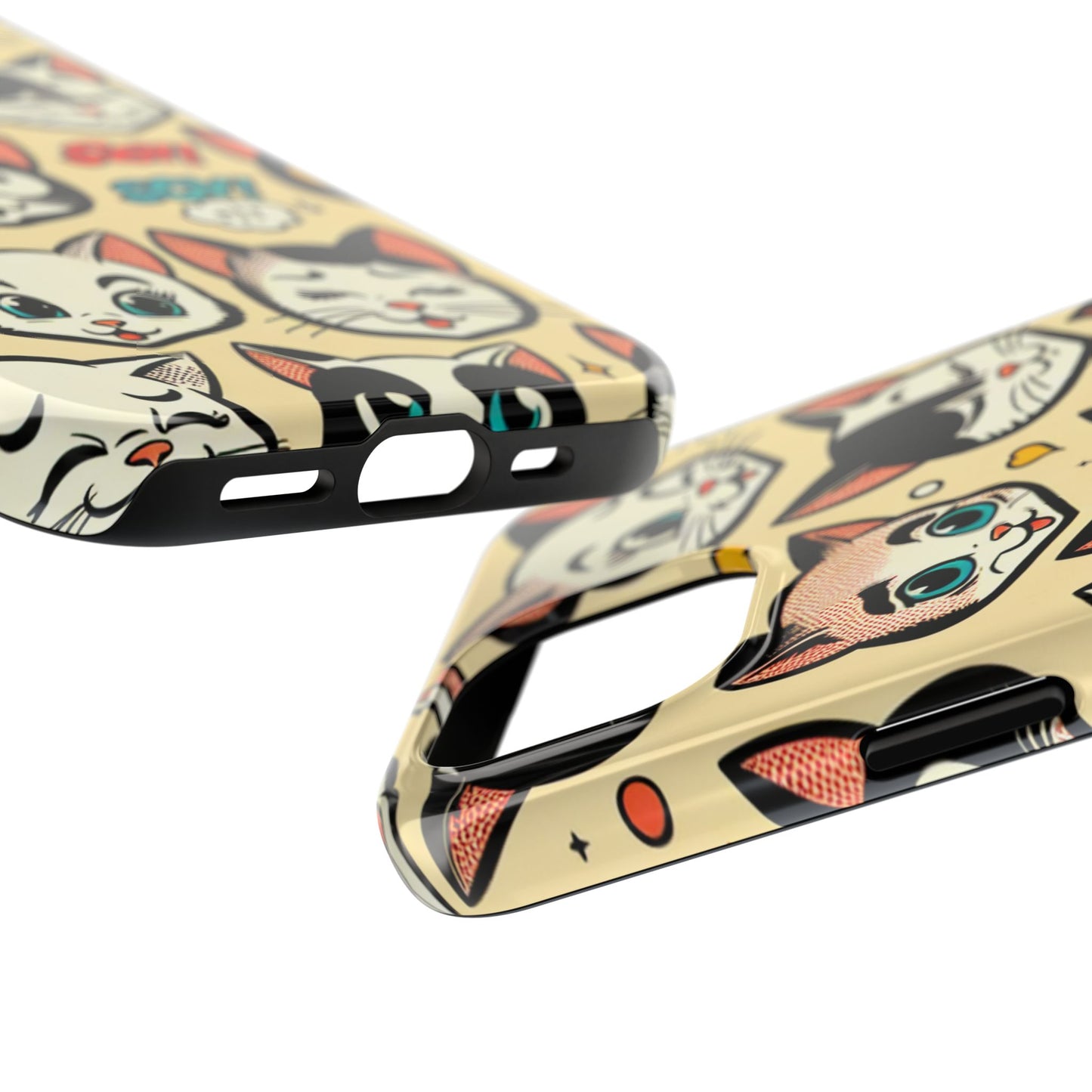 Playful Cat-Themed Tough Phone Case - Pet Pattern - for iPhone