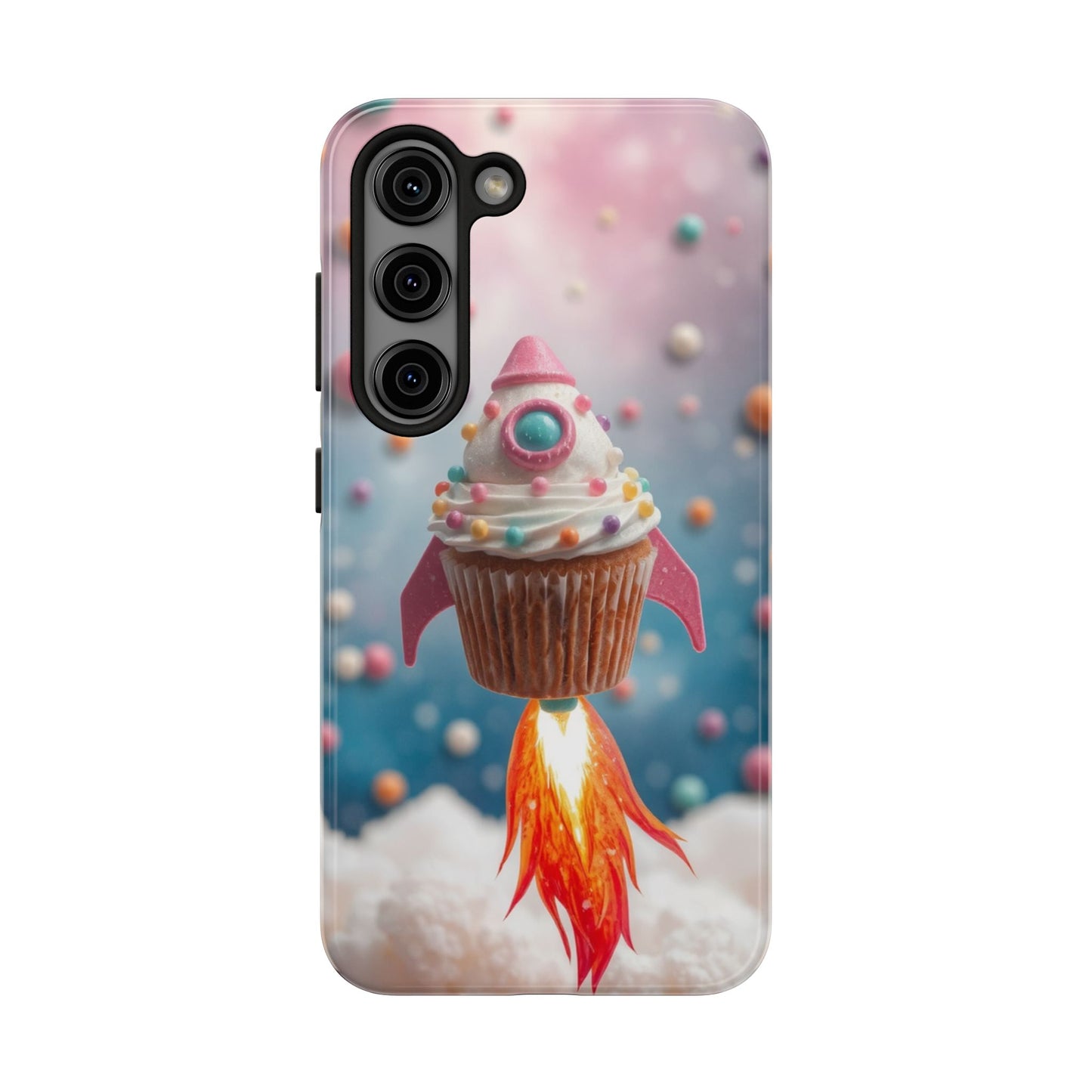 Whimsical Rocket Cupcake Phone Case - Fun Protective Case for Kids and Teens
