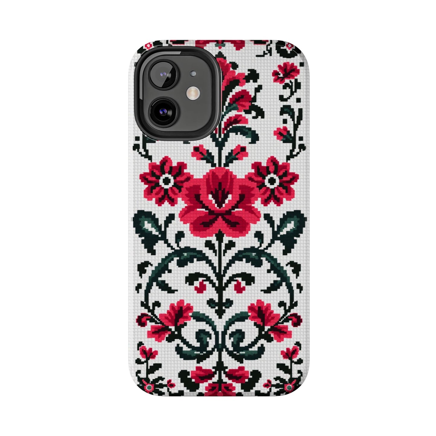 Traditional Floral Knit Tough Phone Cases - Durable Protection with Vintage Style - for iPhone