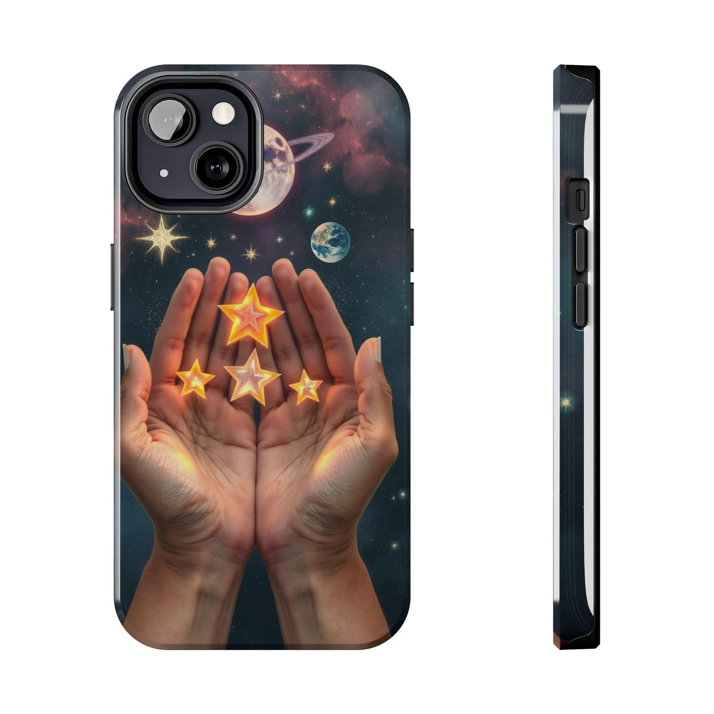 Galaxy Hands Tough Phone Case - Celestial Design for Star Lovers