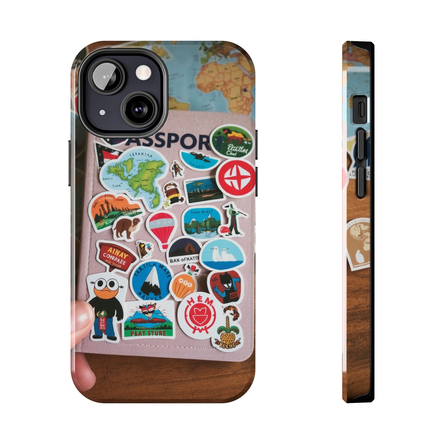 Adventure Stickers Phone Case - Tough Protection for Travel Lovers