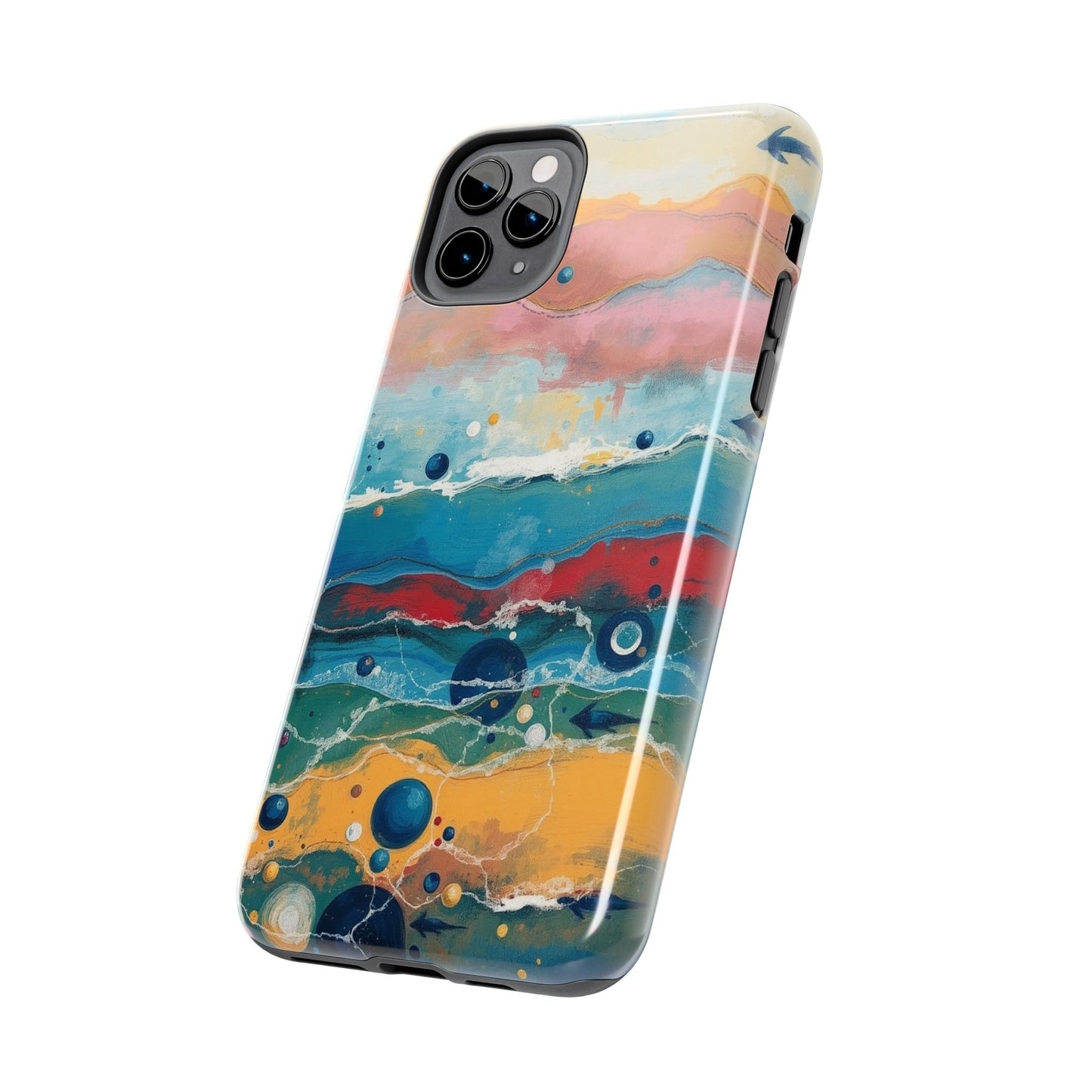 Artistic Tough Phone Case - Vibrant Waves Design for Unique Style